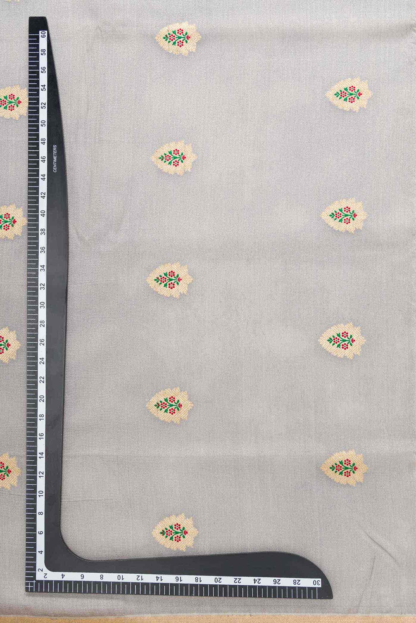 Grey Tussar Silk Dress Material