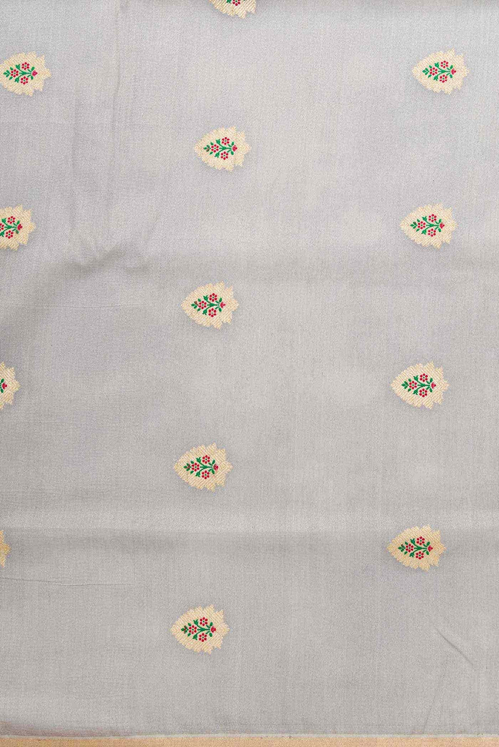 Grey Tussar Silk Dress Material