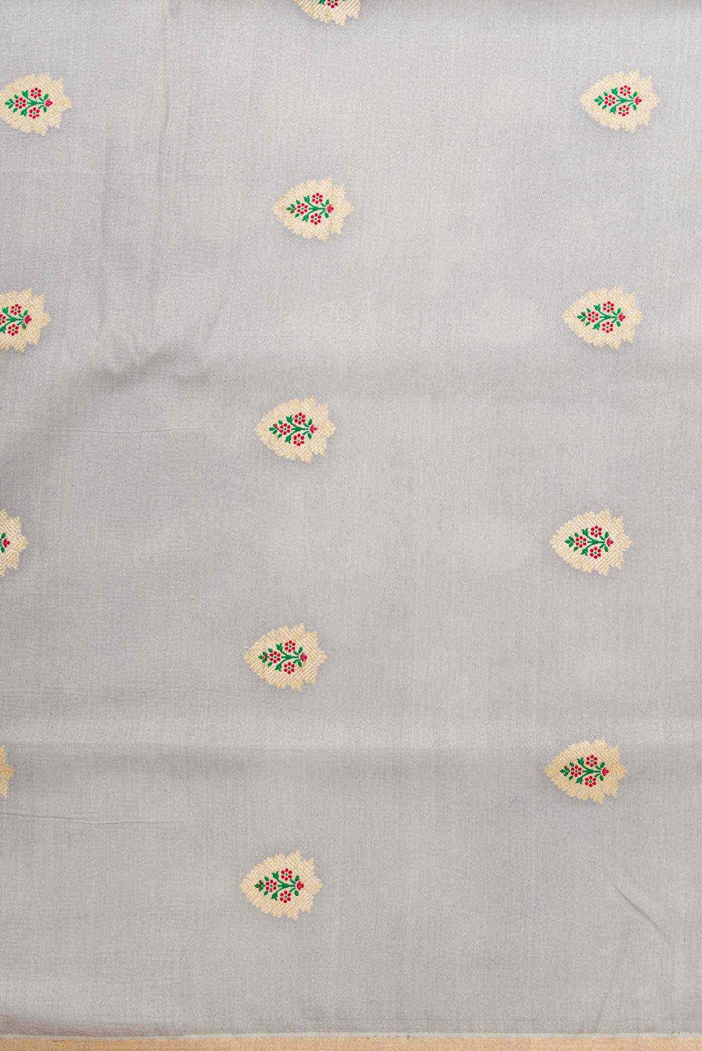 Grey Tussar Silk Dress Material