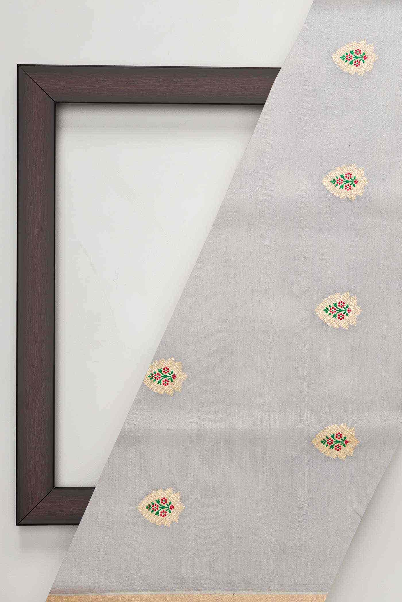 Grey Tussar Silk Dress Material
