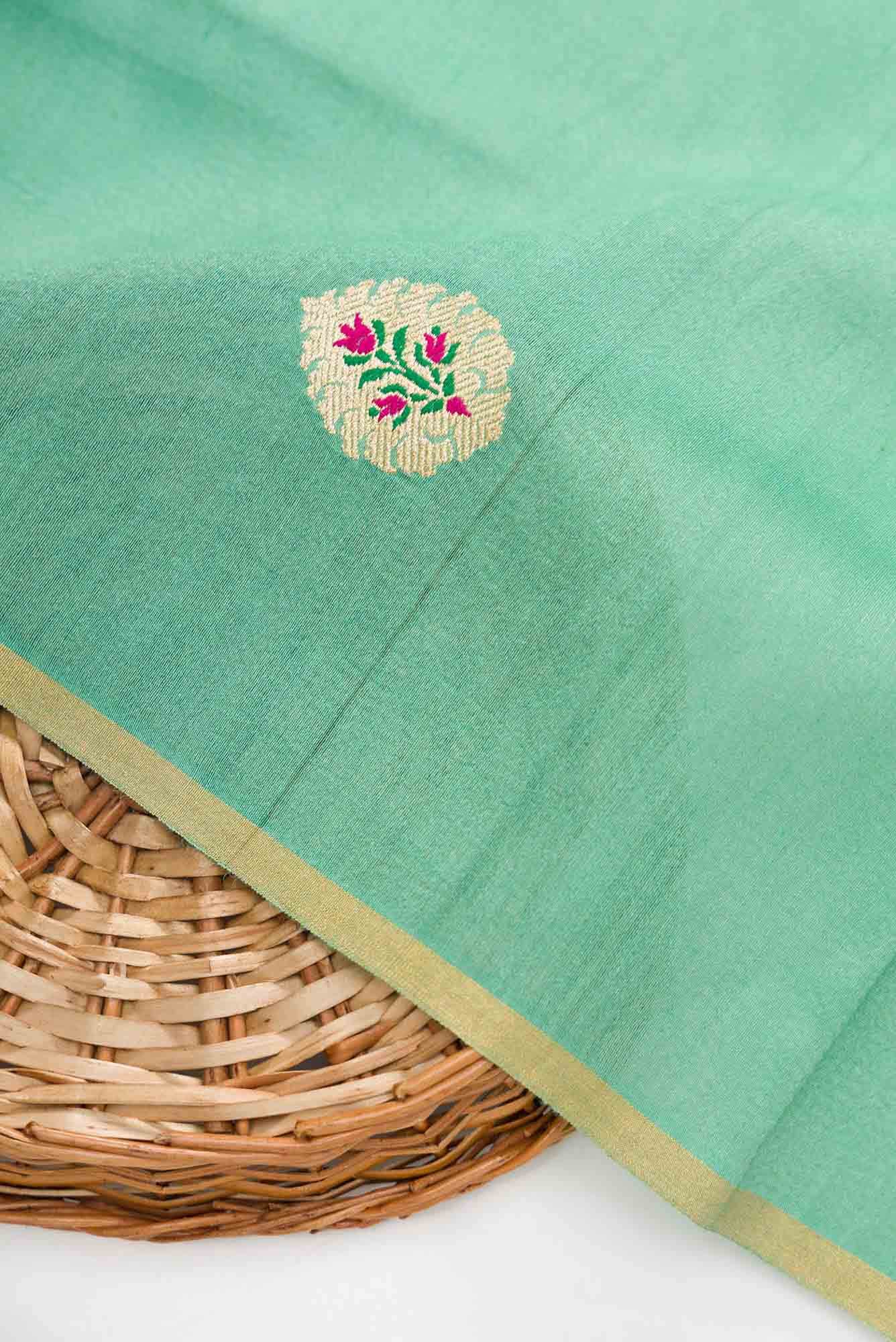 Sea Green Tussar Silk Dress Material