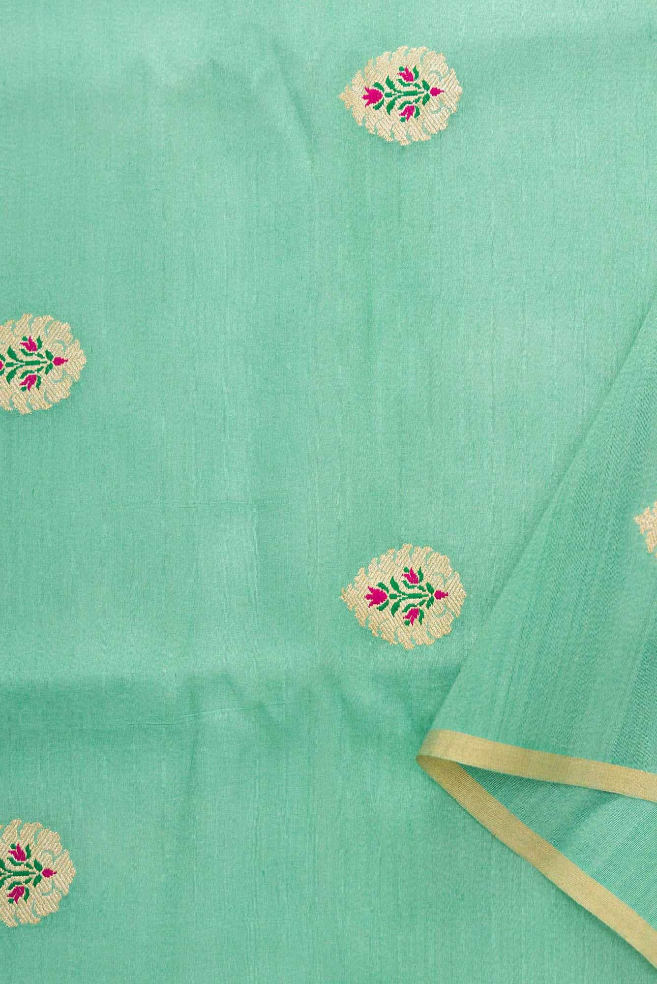 Sea Green Tussar Silk Dress Material