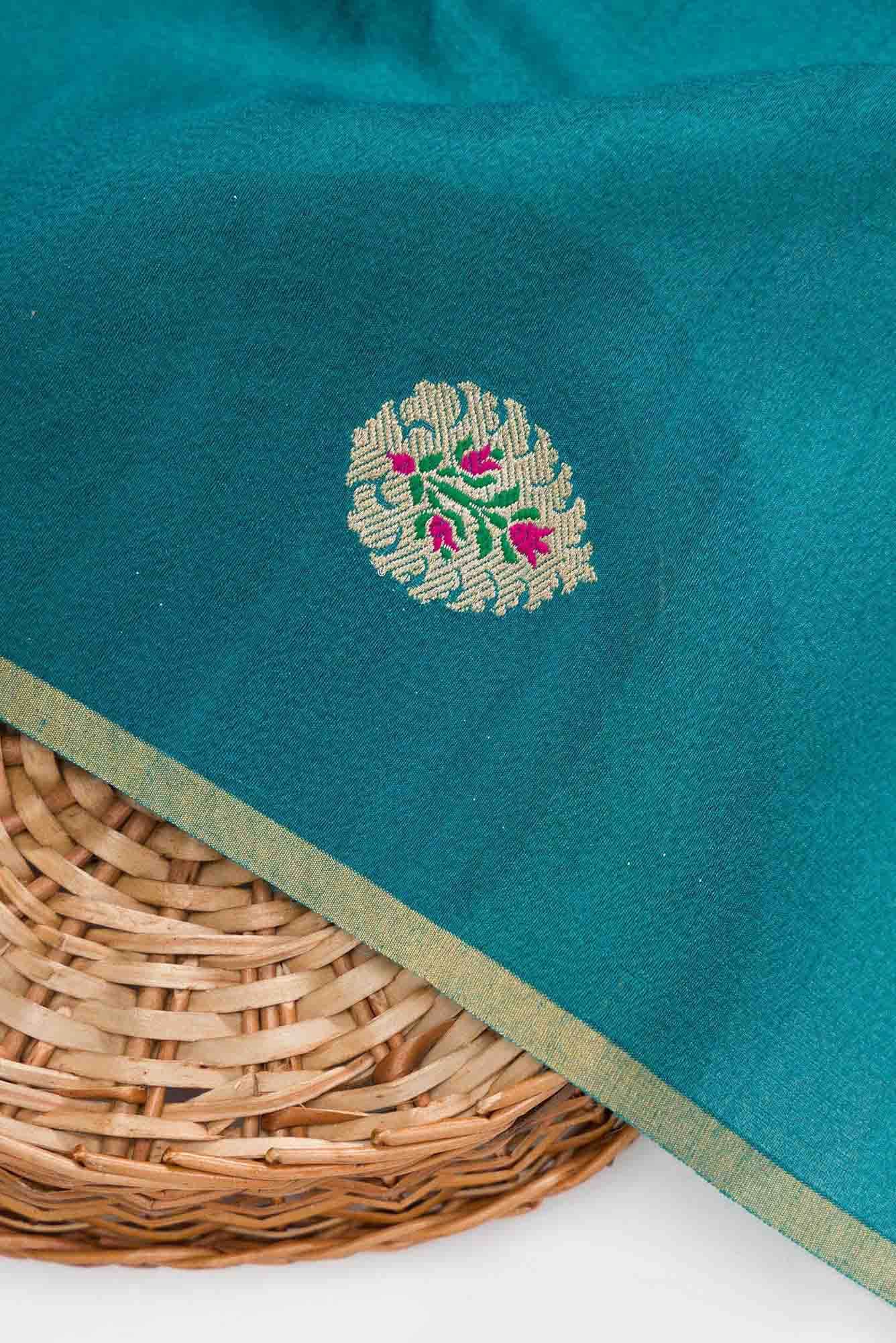 Peacock Blue Tussar Silk Dress Material