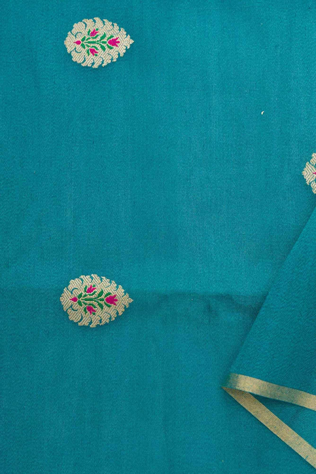 Peacock Blue Tussar Silk Dress Material