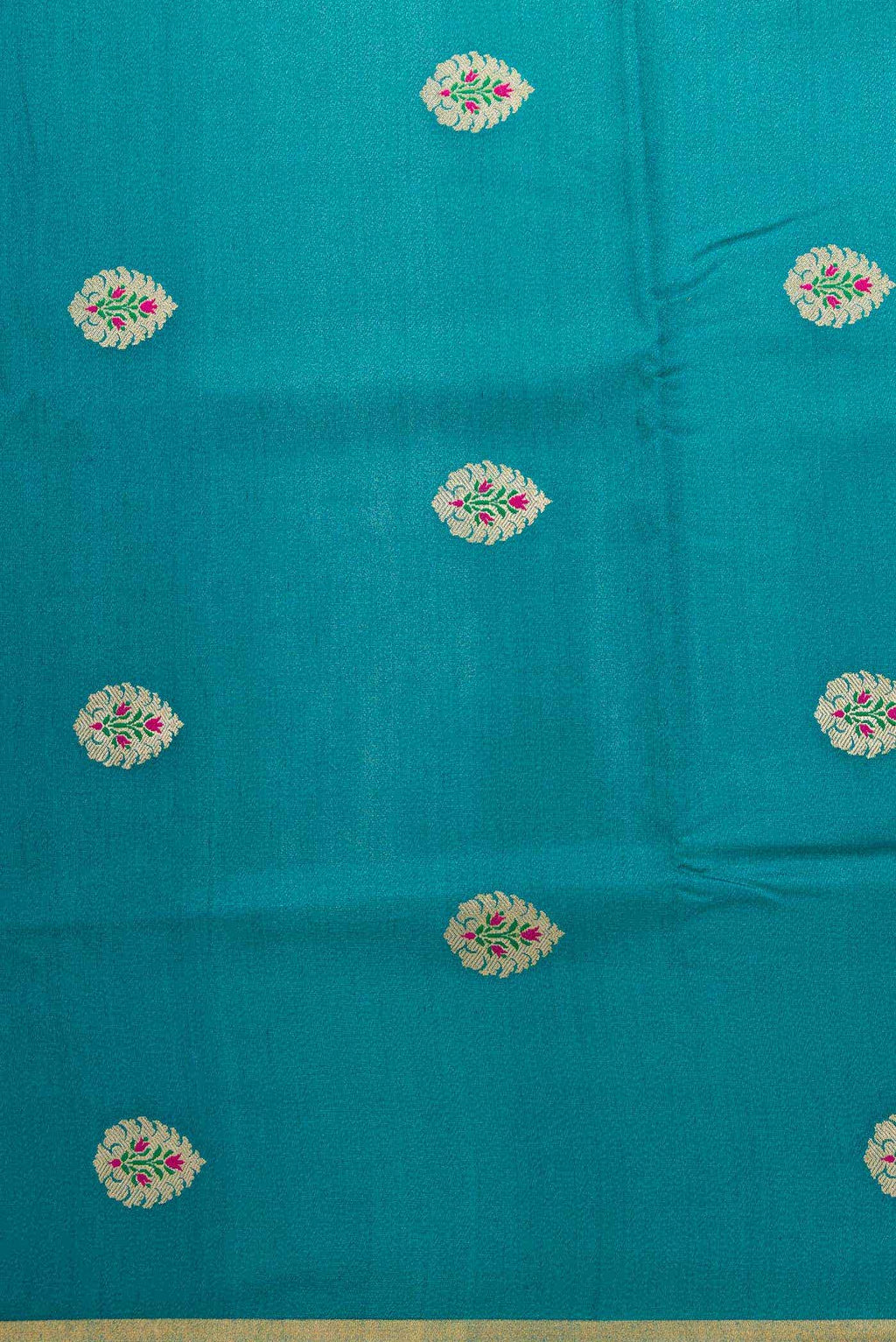 Peacock Blue Tussar Silk Dress Material