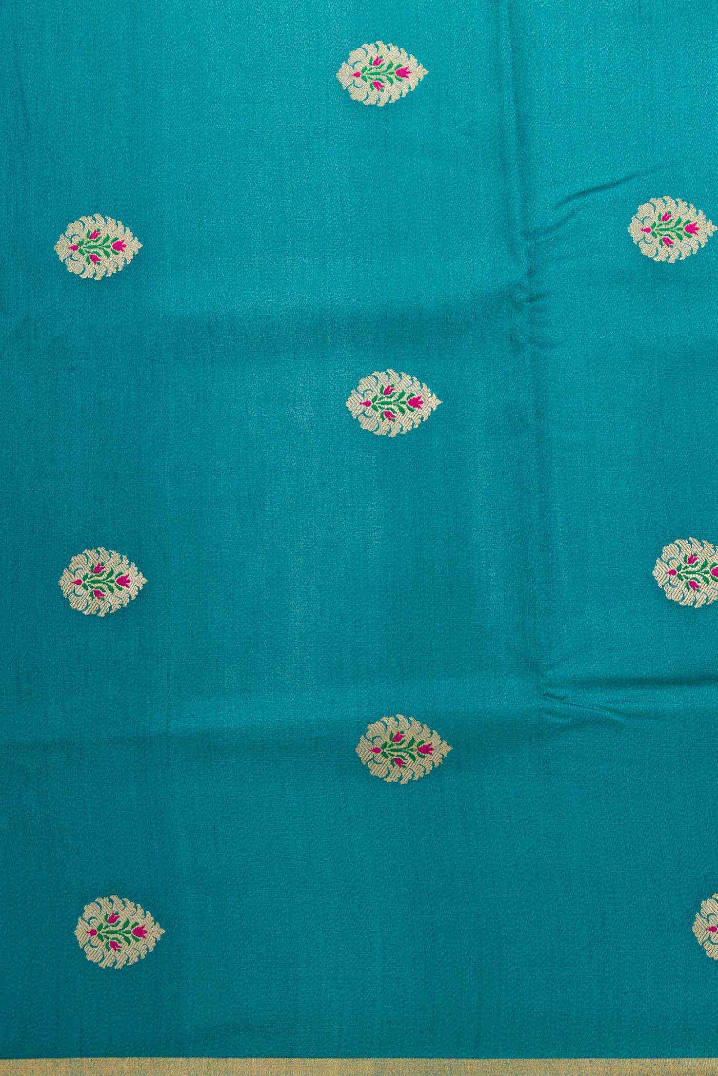 Peacock Blue Tussar Silk Dress Material