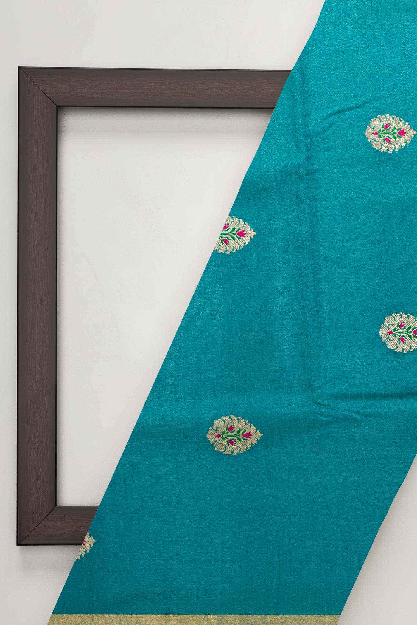 Peacock Blue Tussar Silk Dress Material