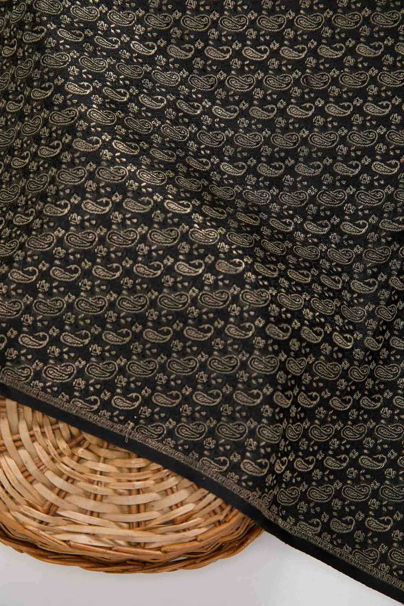 Black Banarasi Silk Dress Material