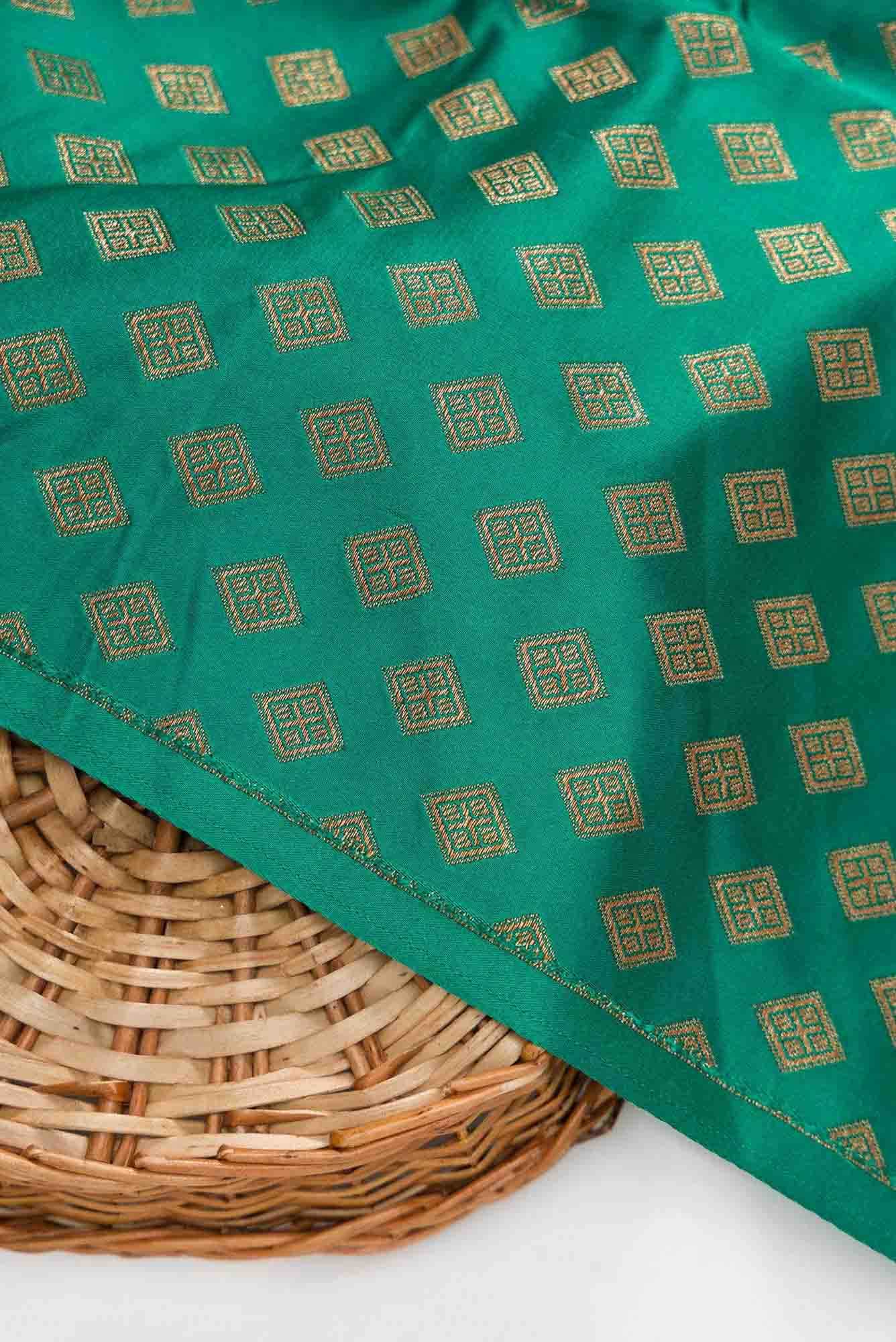 Green Banarasi Silk Dress Material