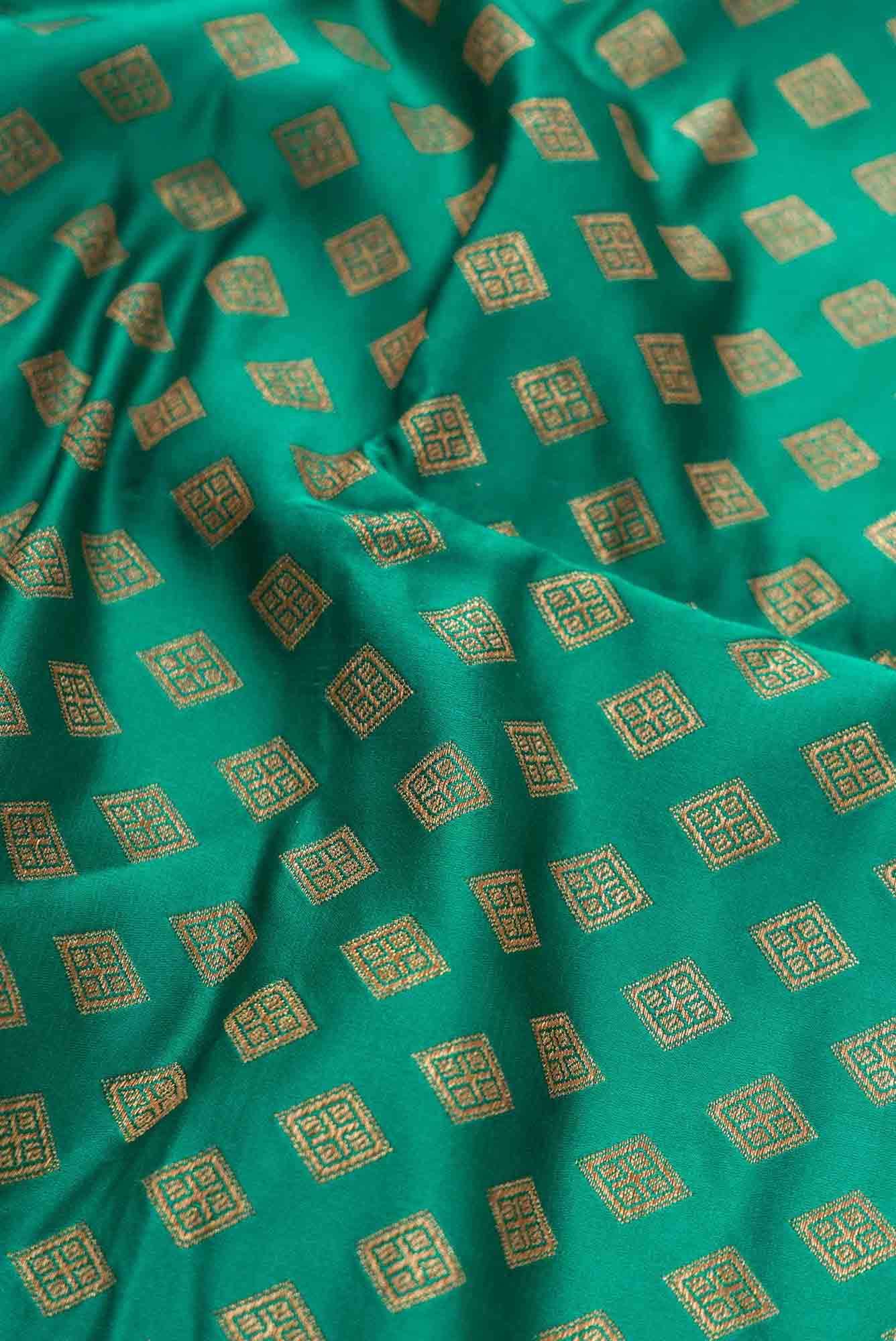 Green Banarasi Silk Dress Material