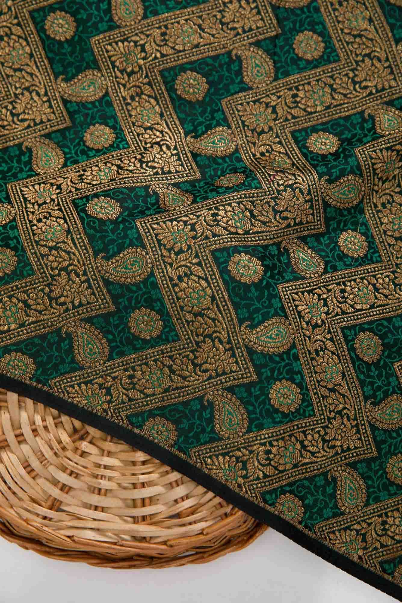 Green Banarasi Silk Dress Material