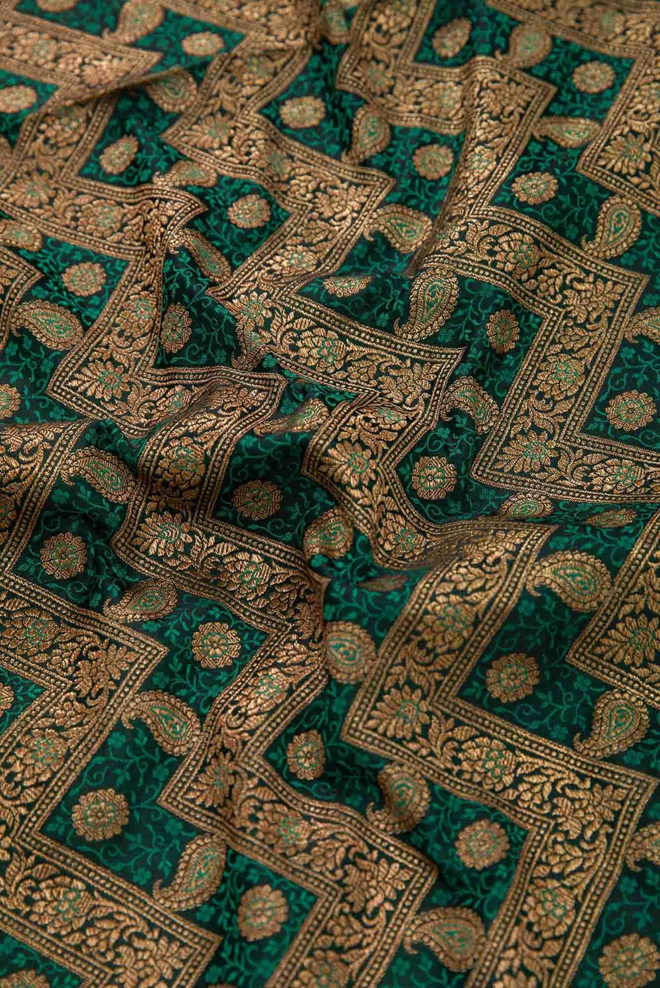 Green Banarasi Silk Dress Material