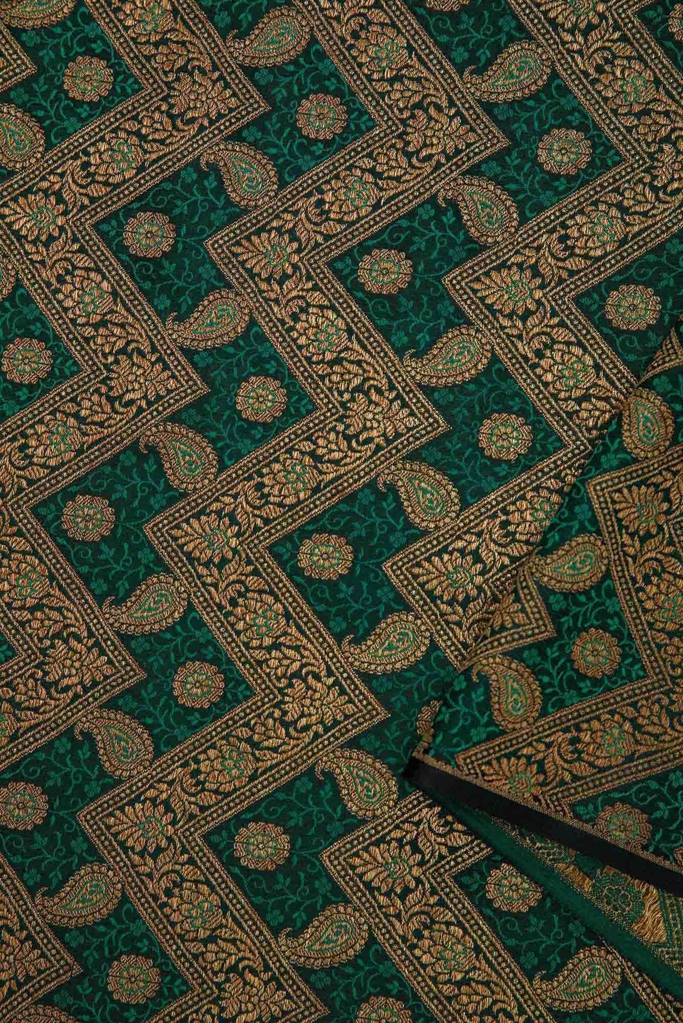 Green Banarasi Silk Dress Material