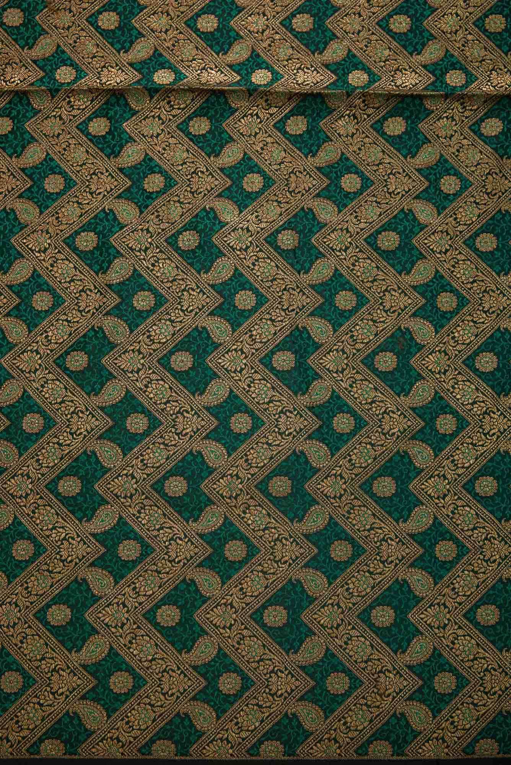 Green Banarasi Silk Dress Material