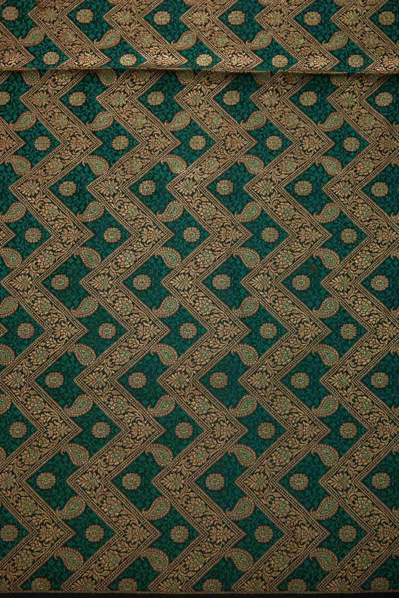 Green Banarasi Silk Dress Material