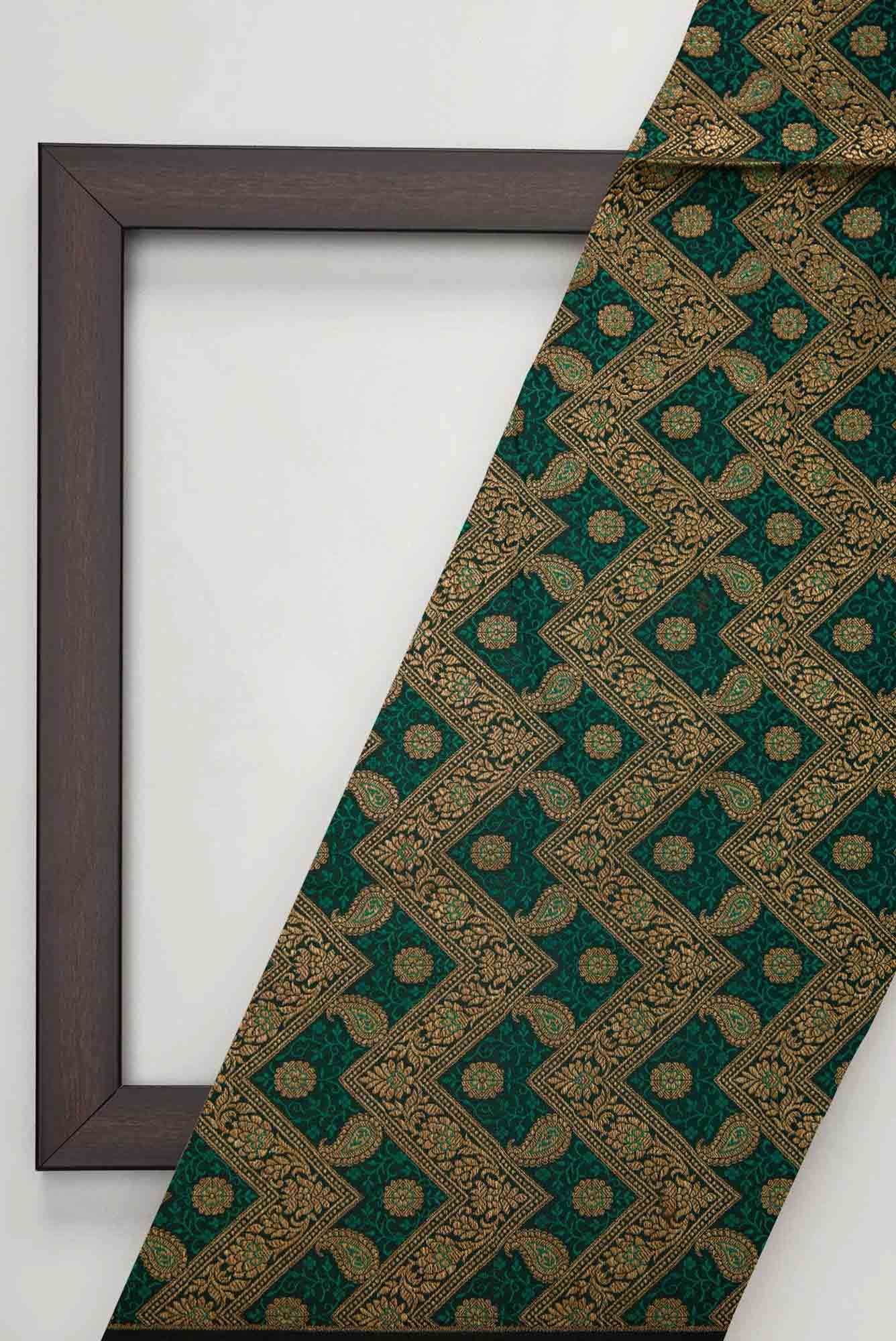 Green Banarasi Silk Dress Material