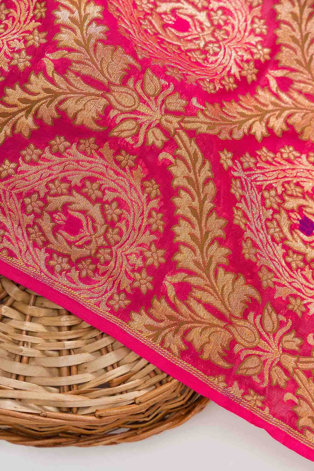 Dark Pink Banarasi Georgette Dress Material