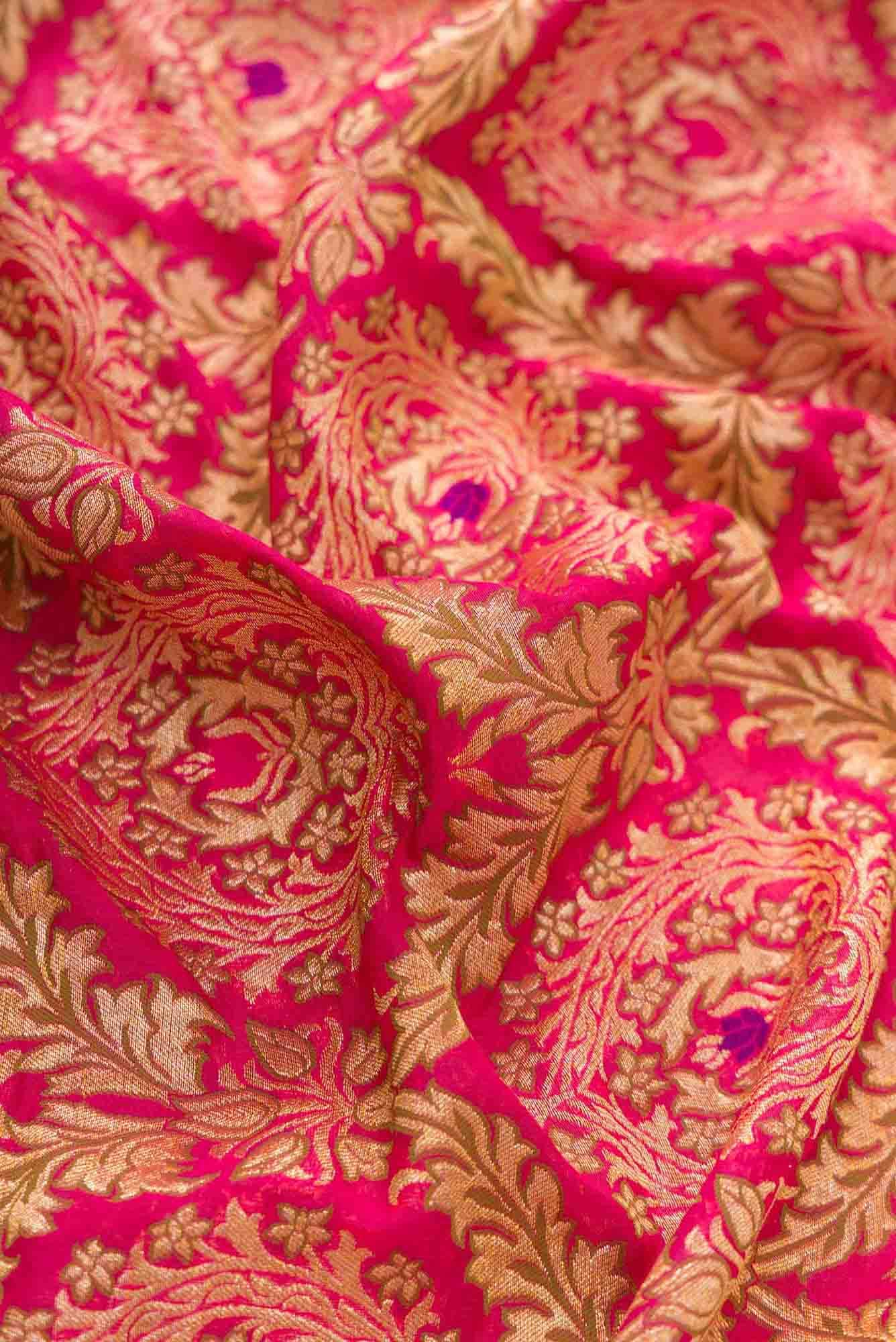 Dark Pink Banarasi Georgette Dress Material
