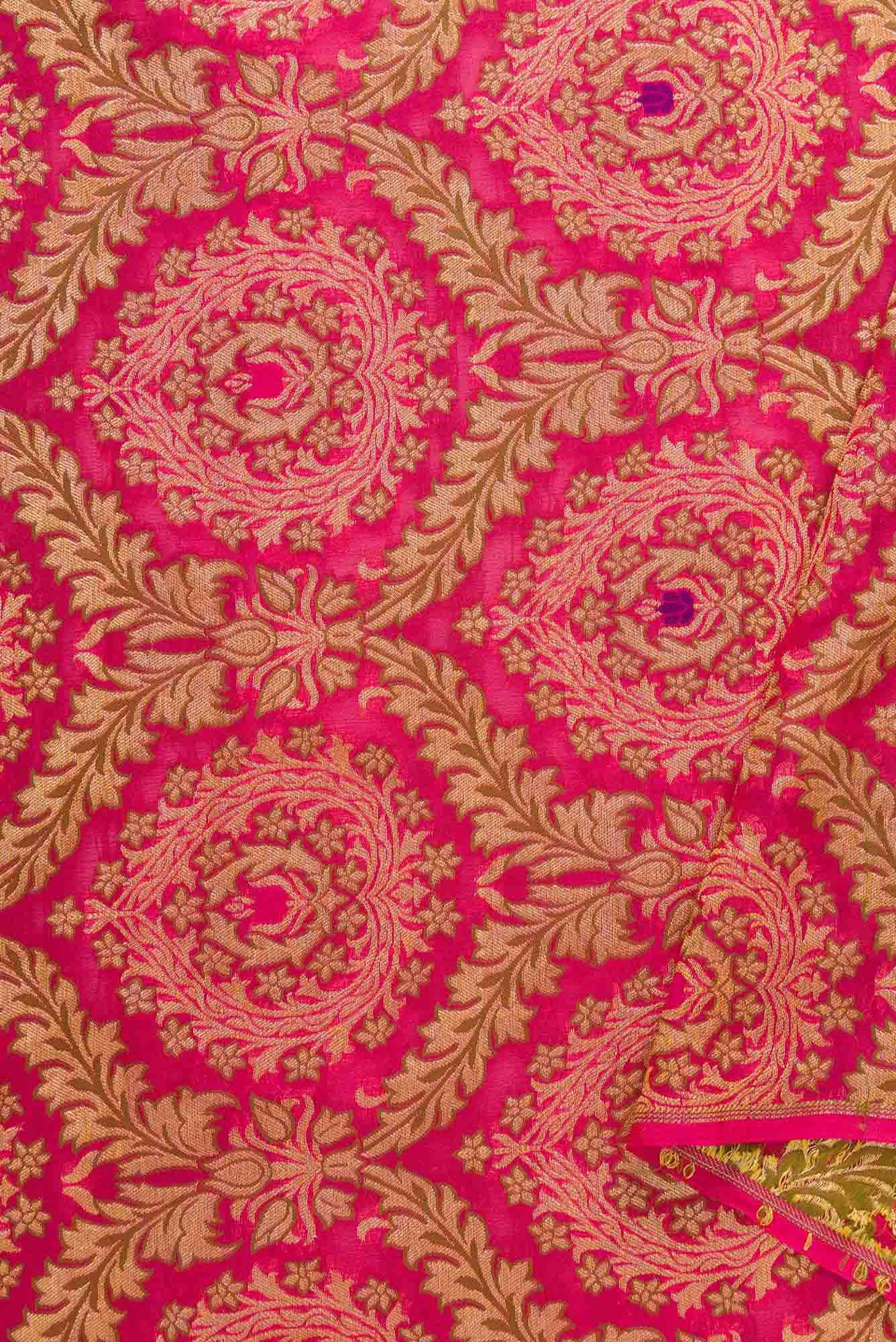 Dark Pink Banarasi Georgette Dress Material