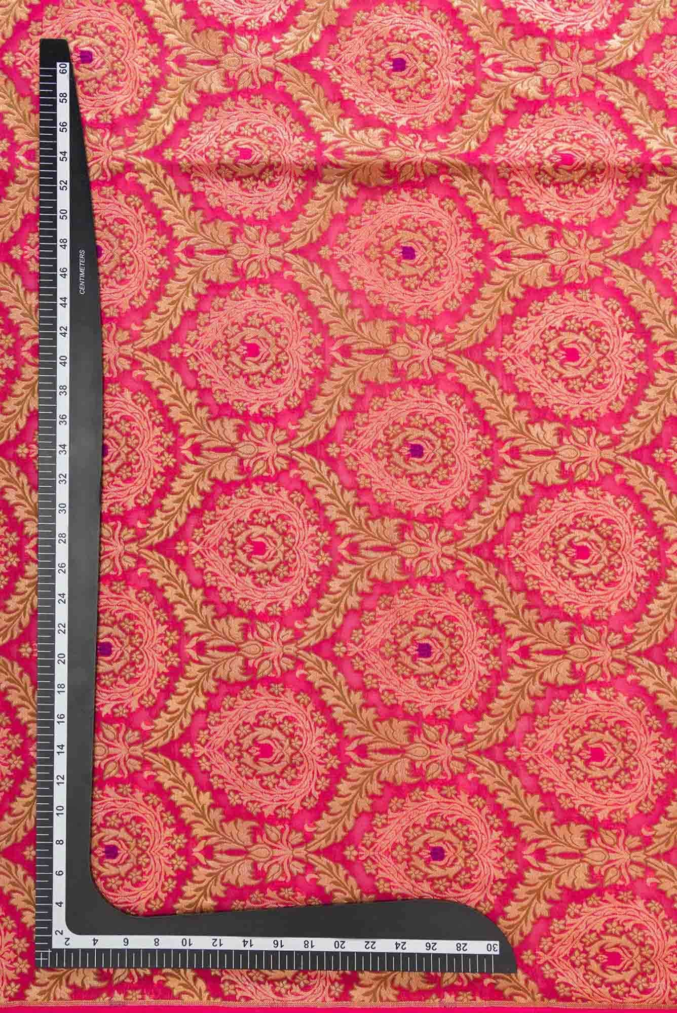 Dark Pink Banarasi Georgette Dress Material