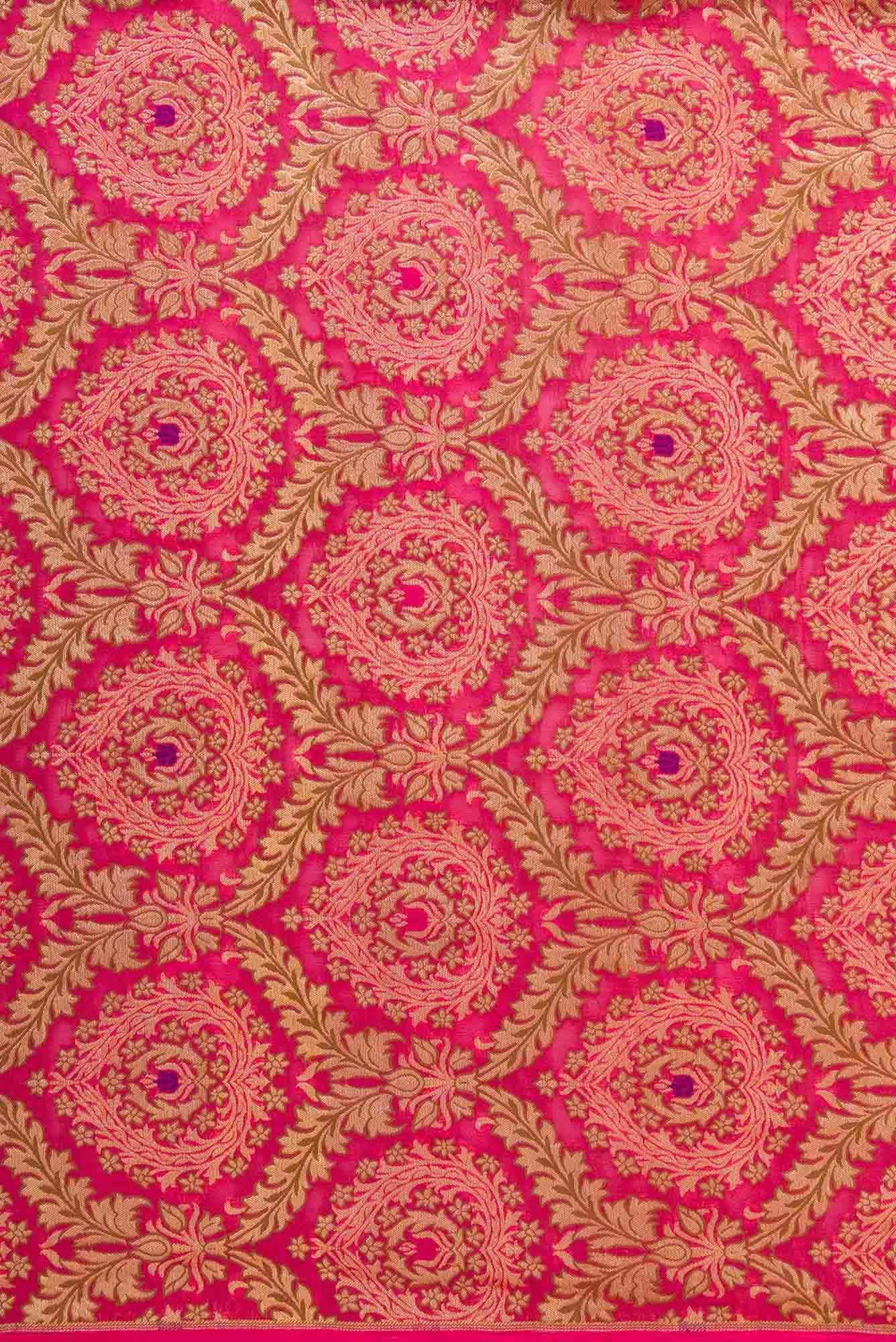 Dark Pink Banarasi Georgette Dress Material