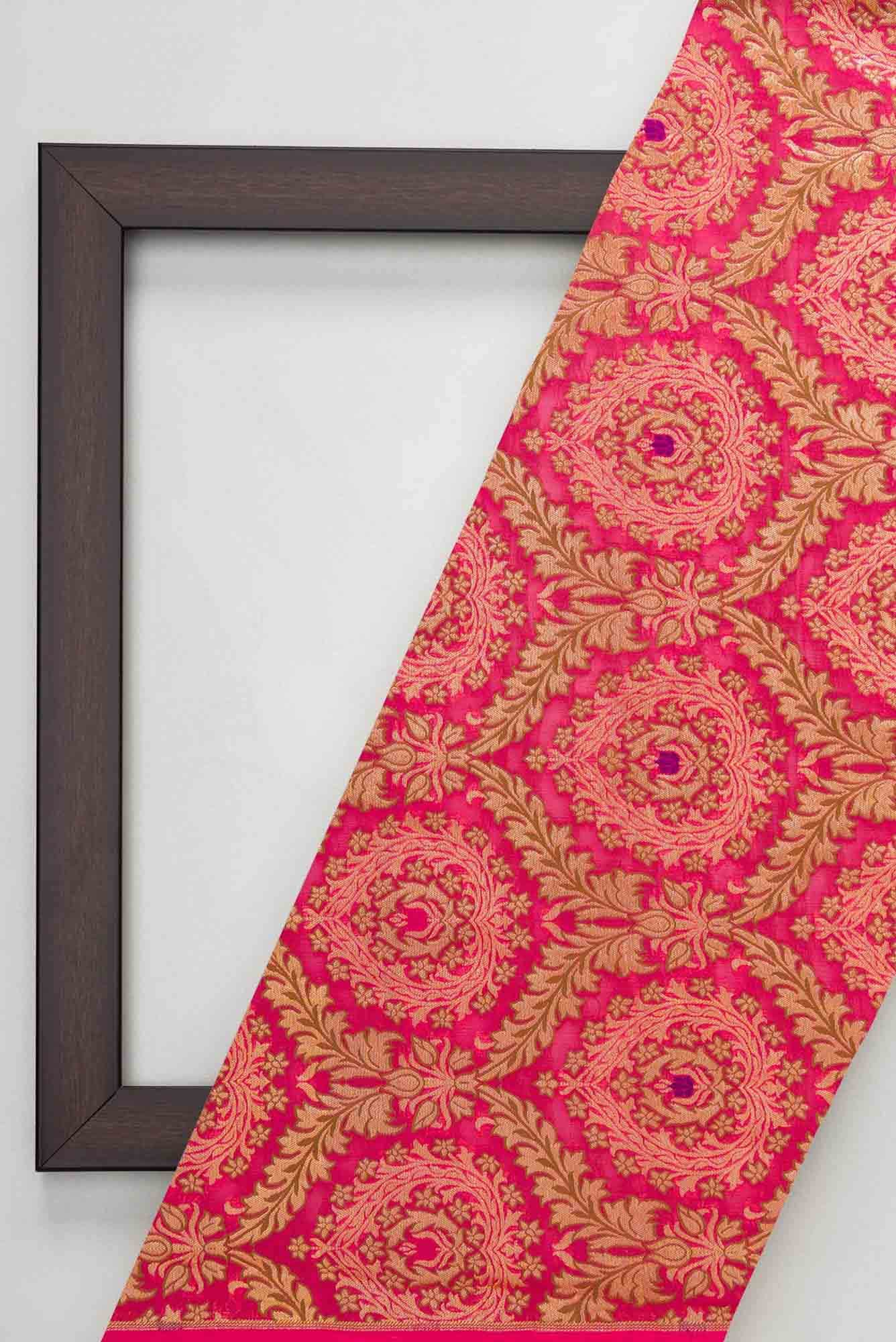 Dark Pink Banarasi Georgette Dress Material