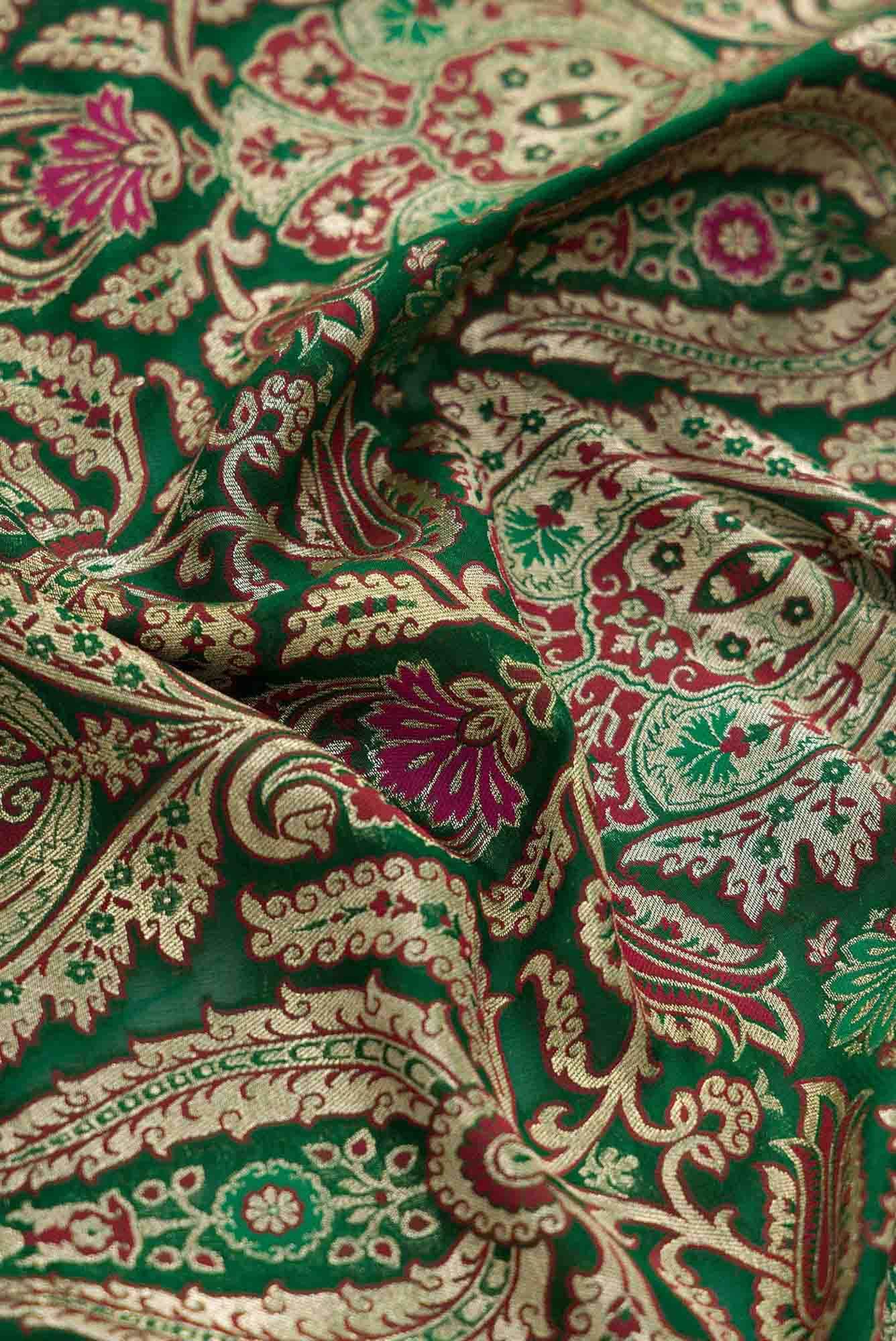 Green Banarasi Georgette Dress Material
