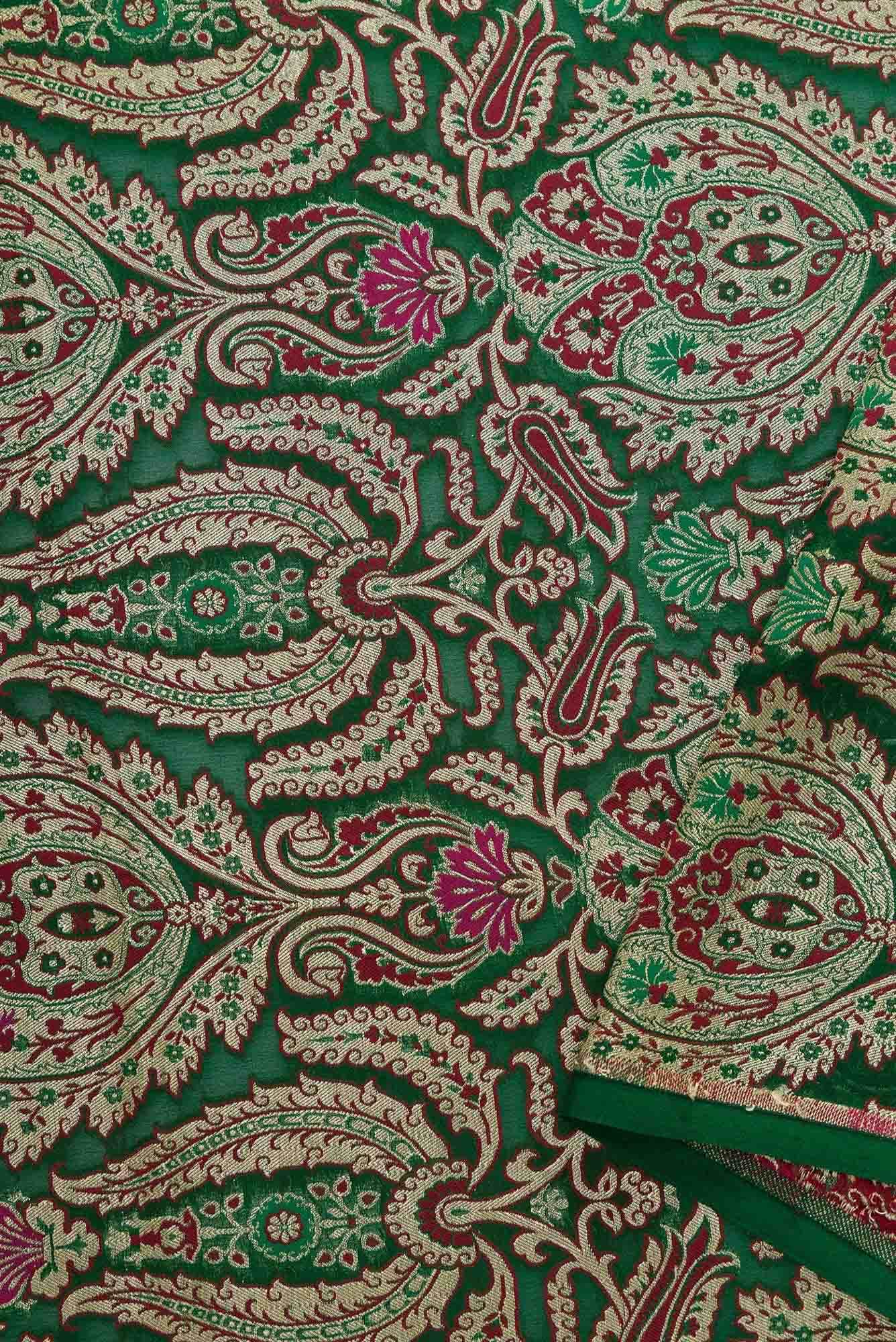Green Banarasi Georgette Dress Material