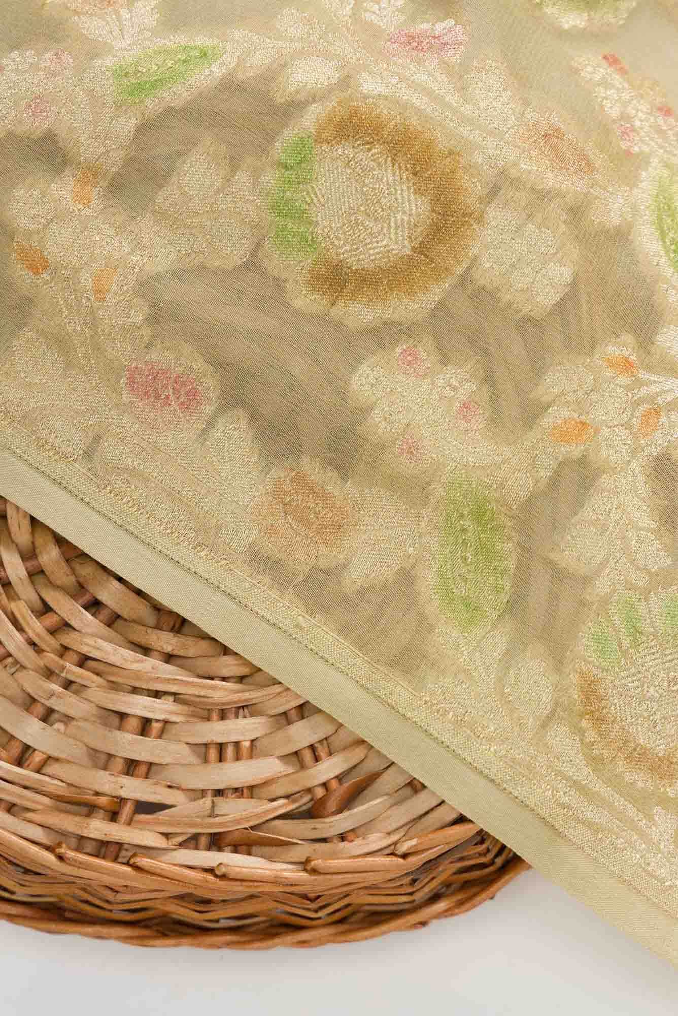 Beige Banarasi Georgette Dress Material
