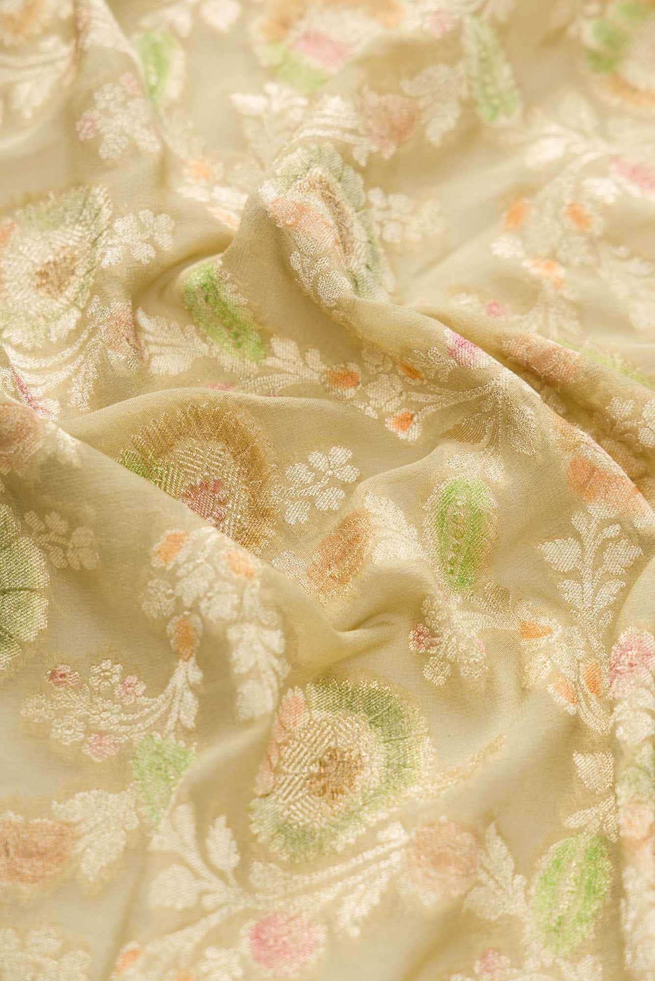 Beige Banarasi Georgette Dress Material
