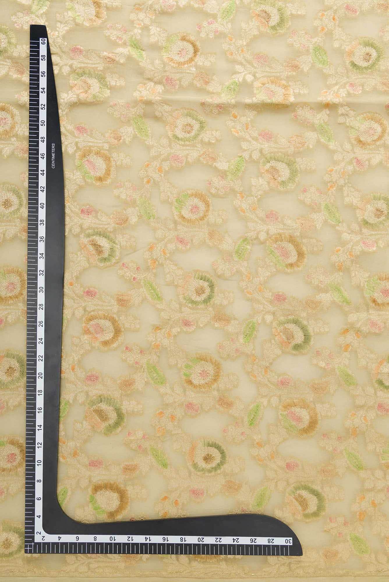 Beige Banarasi Georgette Dress Material