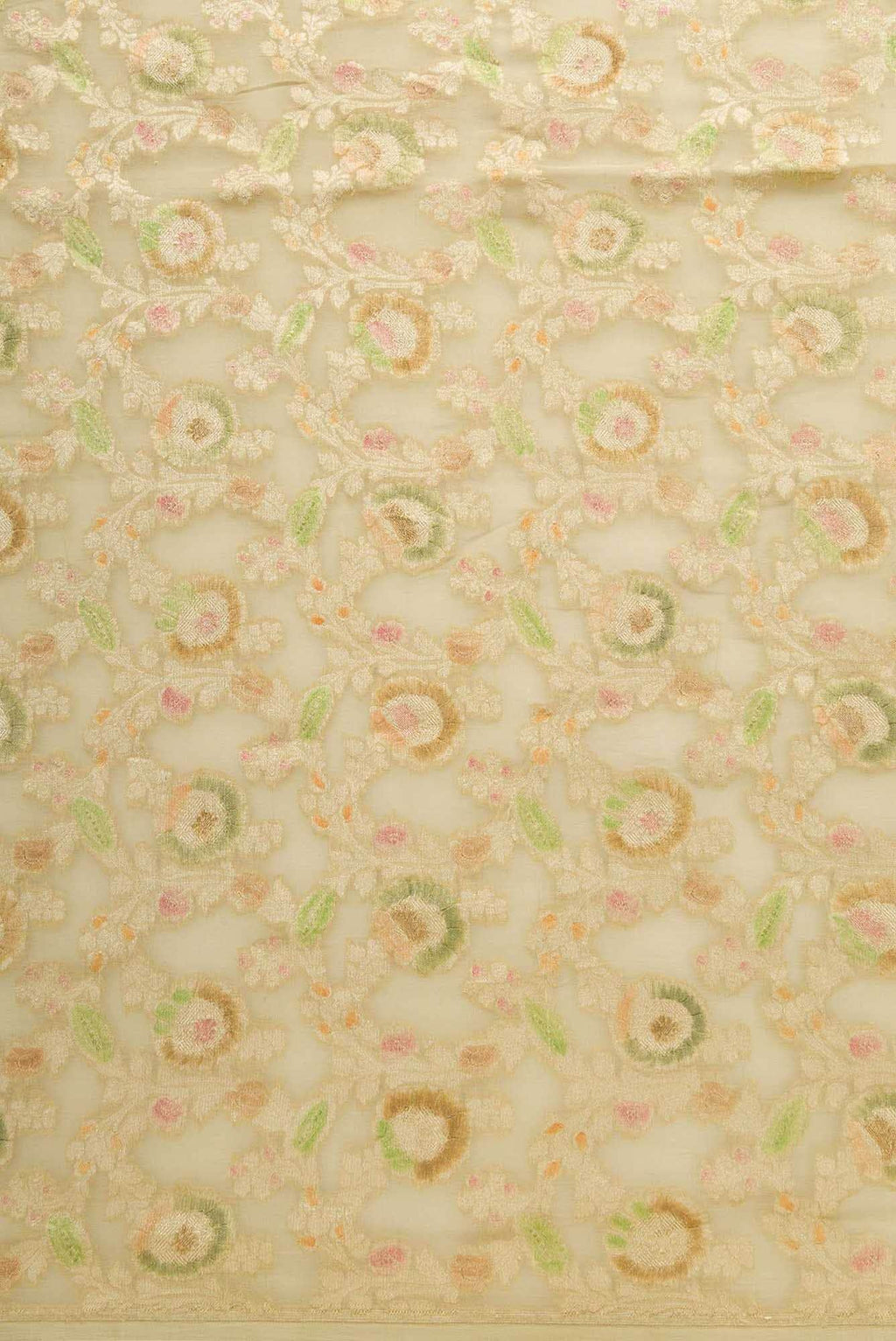 Beige Banarasi Georgette Dress Material