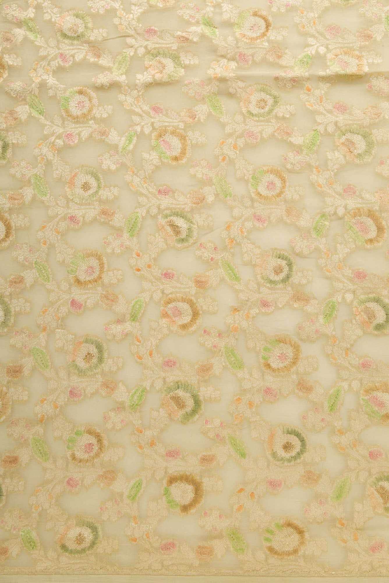 Beige Banarasi Georgette Dress Material