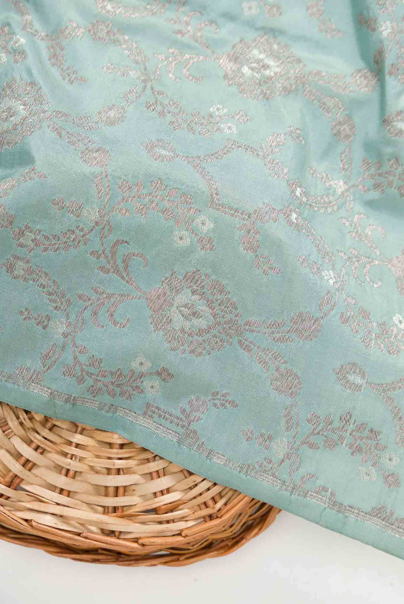 Maya Blue Banarasi Silk Dress Material