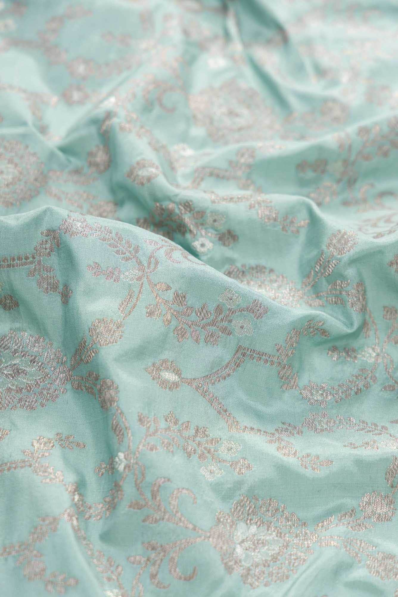 Maya Blue Banarasi Silk Dress Material