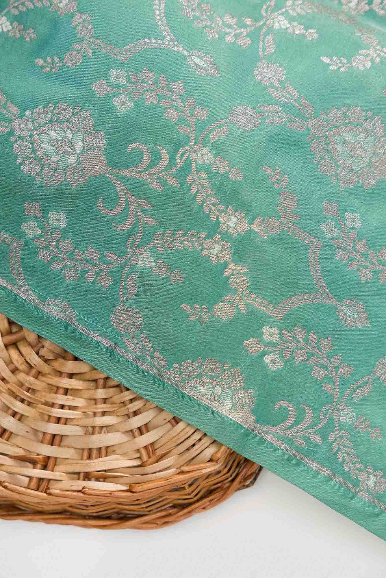 Green Banarasi Silk Dress Material