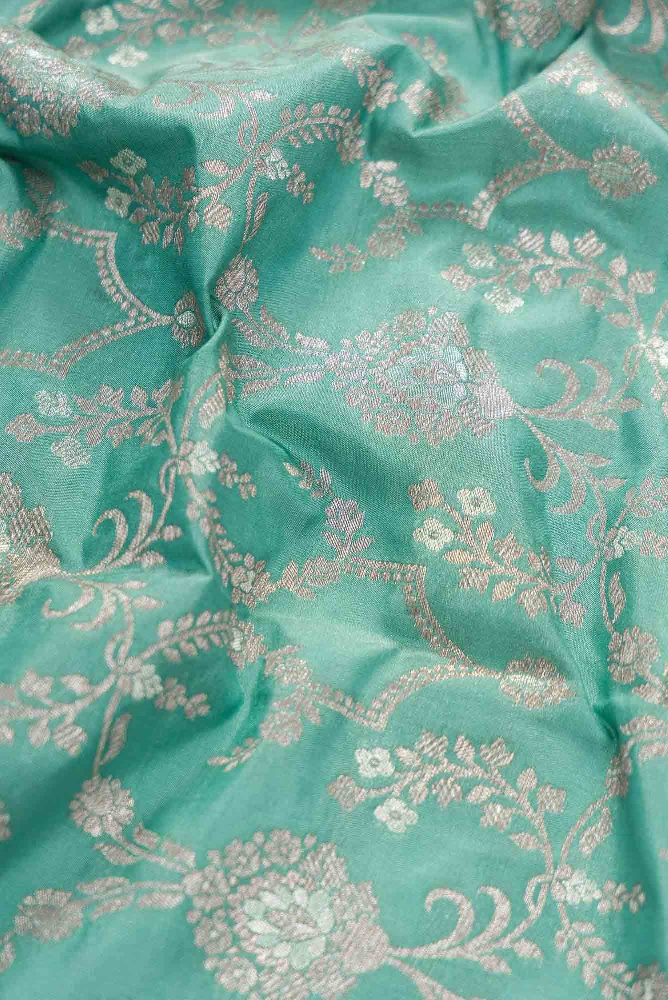 Green Banarasi Silk Dress Material