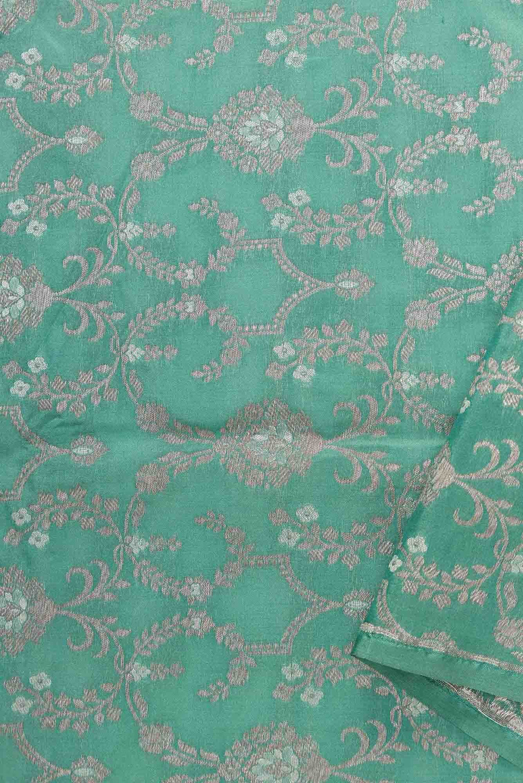 Green Banarasi Silk Dress Material