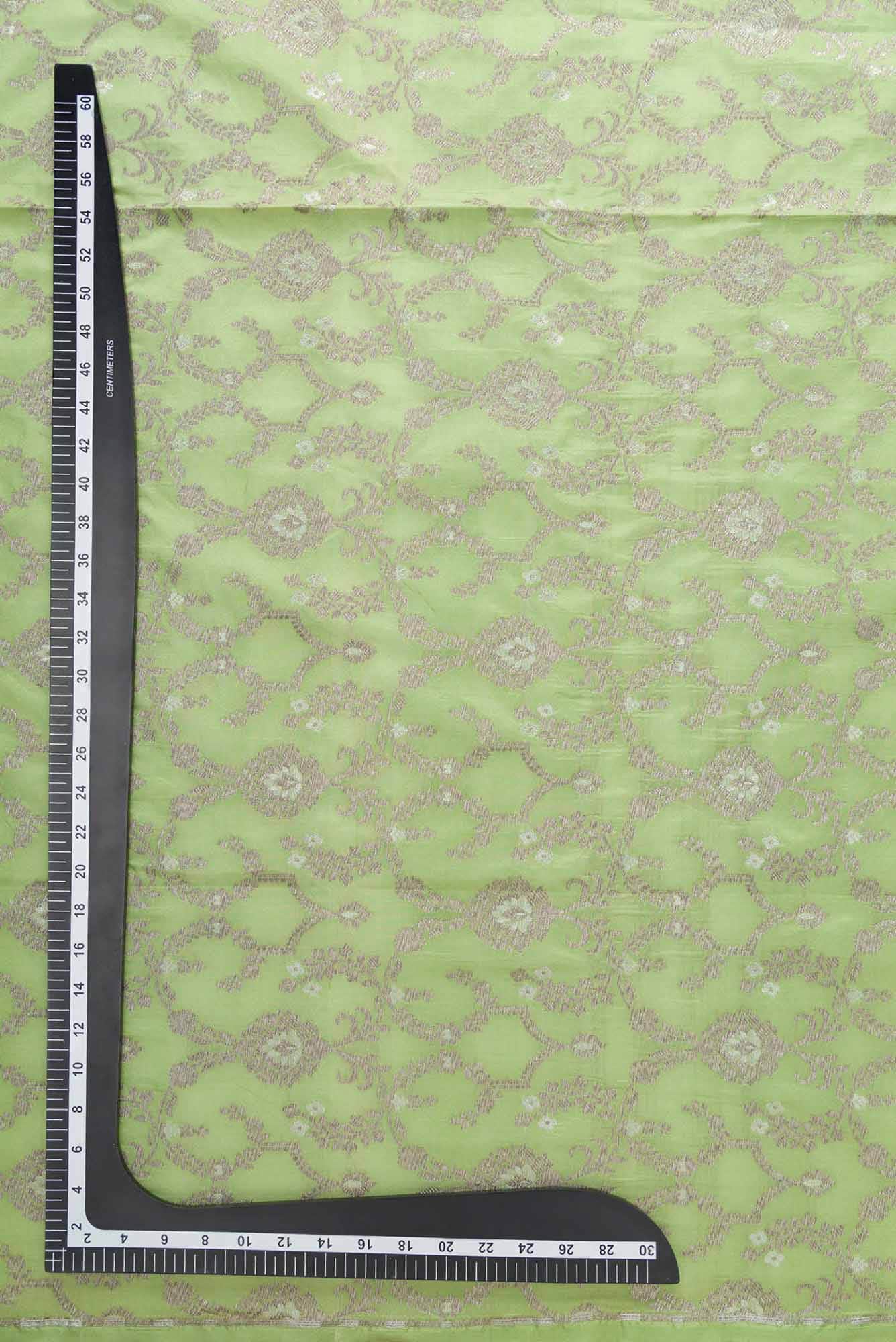 Pista Green Banarasi Silk Dress Material