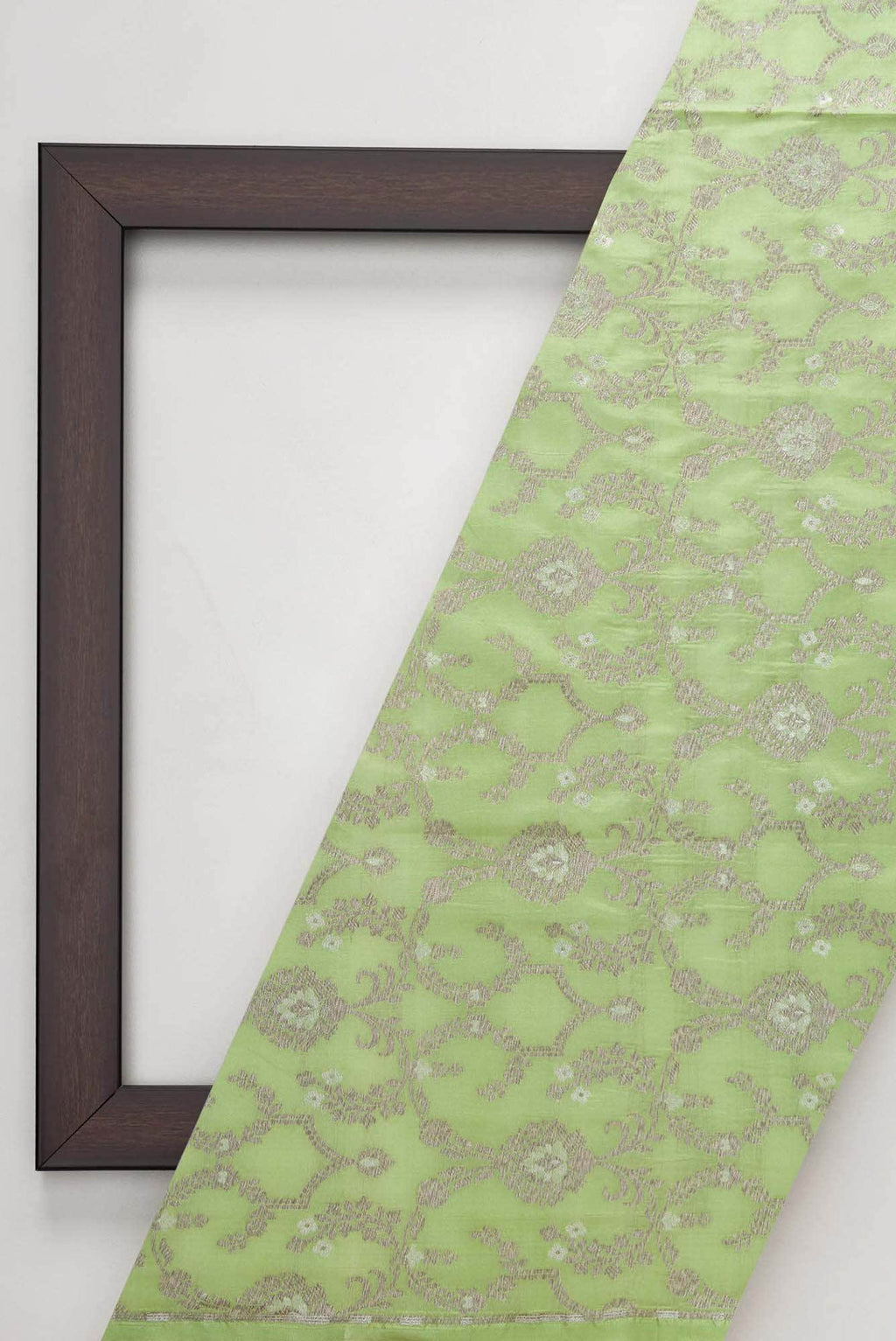 Pista Green Banarasi Silk Dress Material