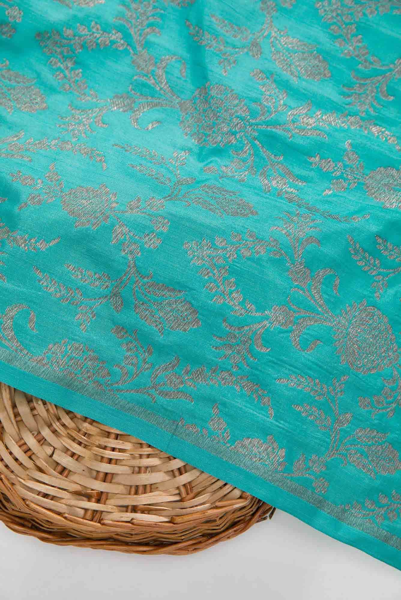 Sky Blue Banarasi Silk Dress Material