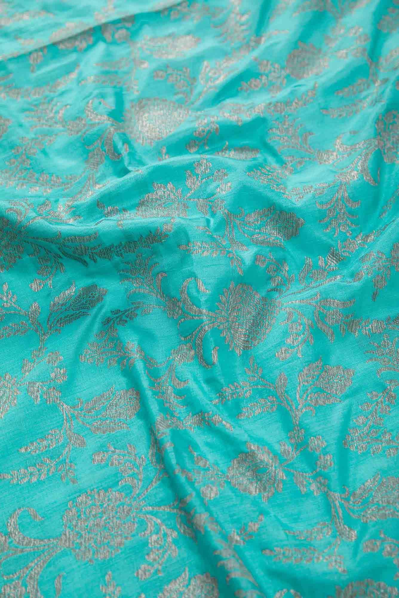 Sky Blue Banarasi Silk Dress Material