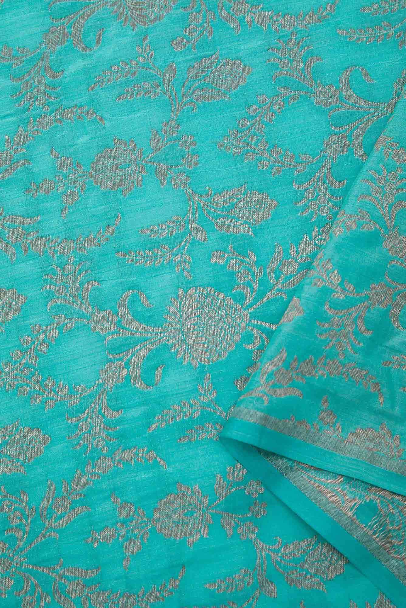 Sky Blue Banarasi Silk Dress Material