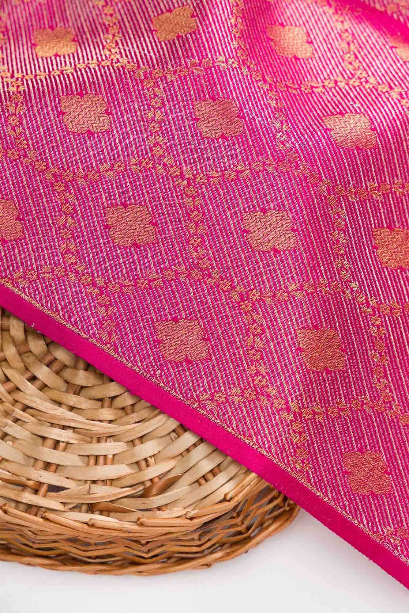 Dark Pink Banarasi Silk Dress Material