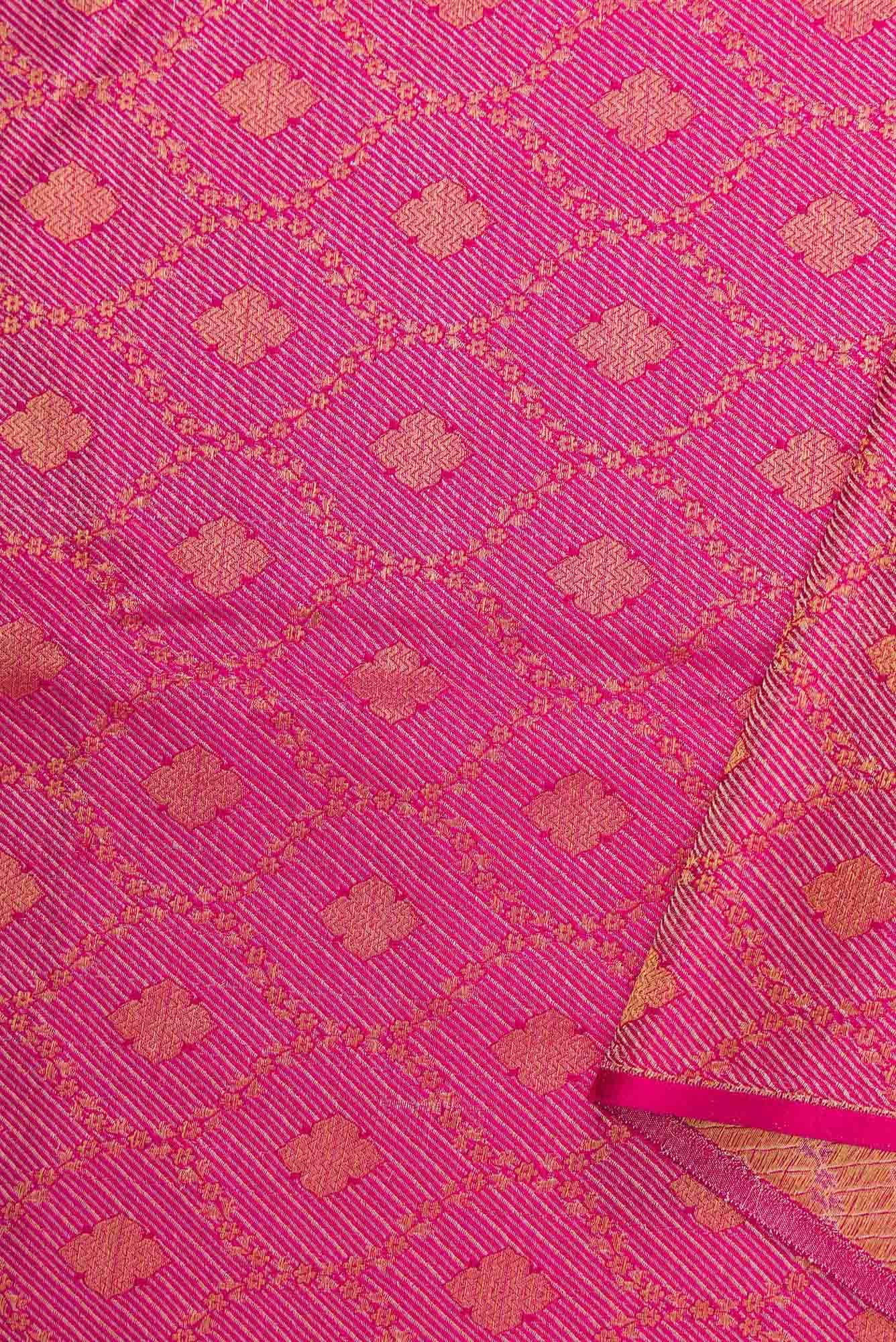 Dark Pink Banarasi Silk Dress Material