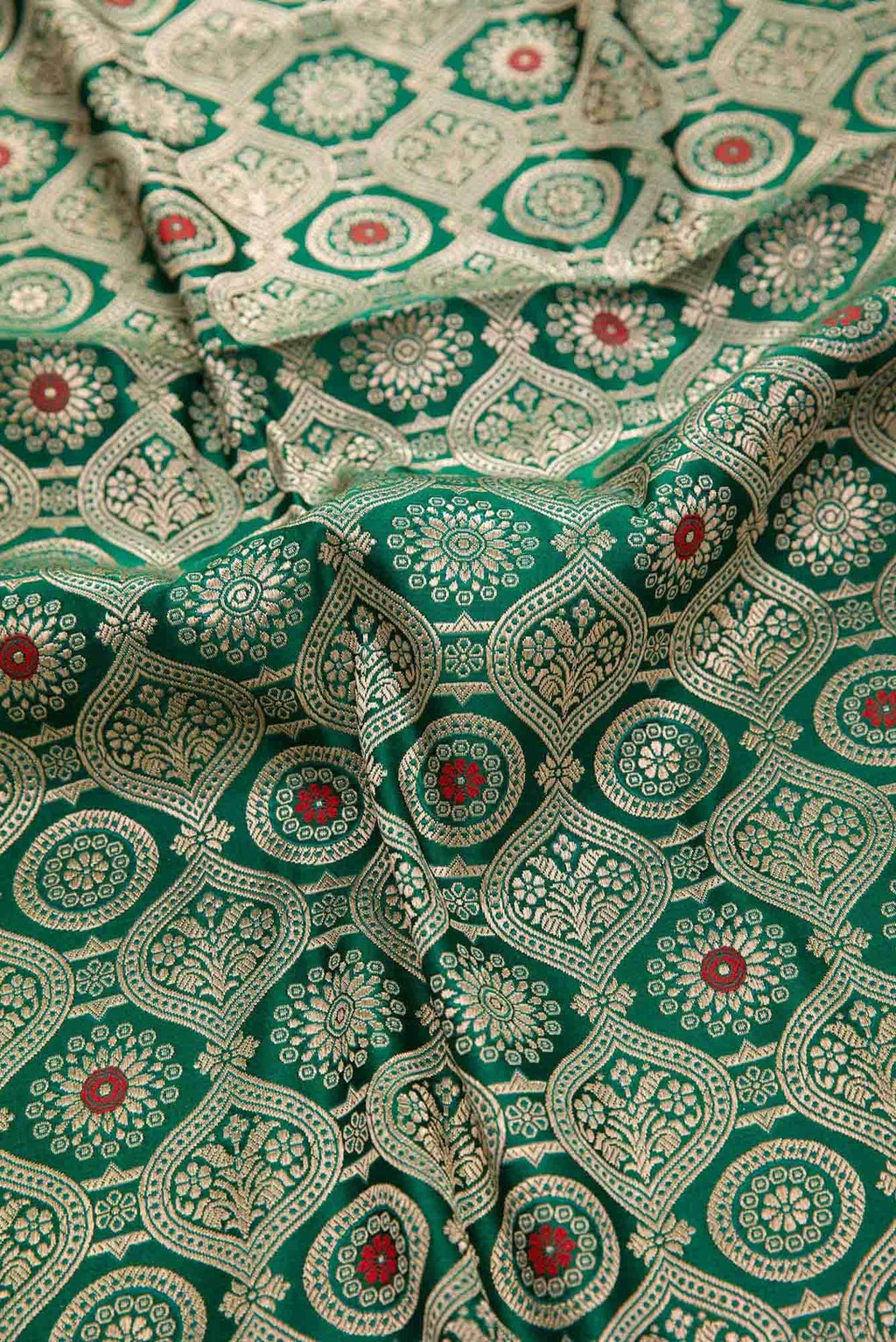 Green Banarasi Silk Dress Material