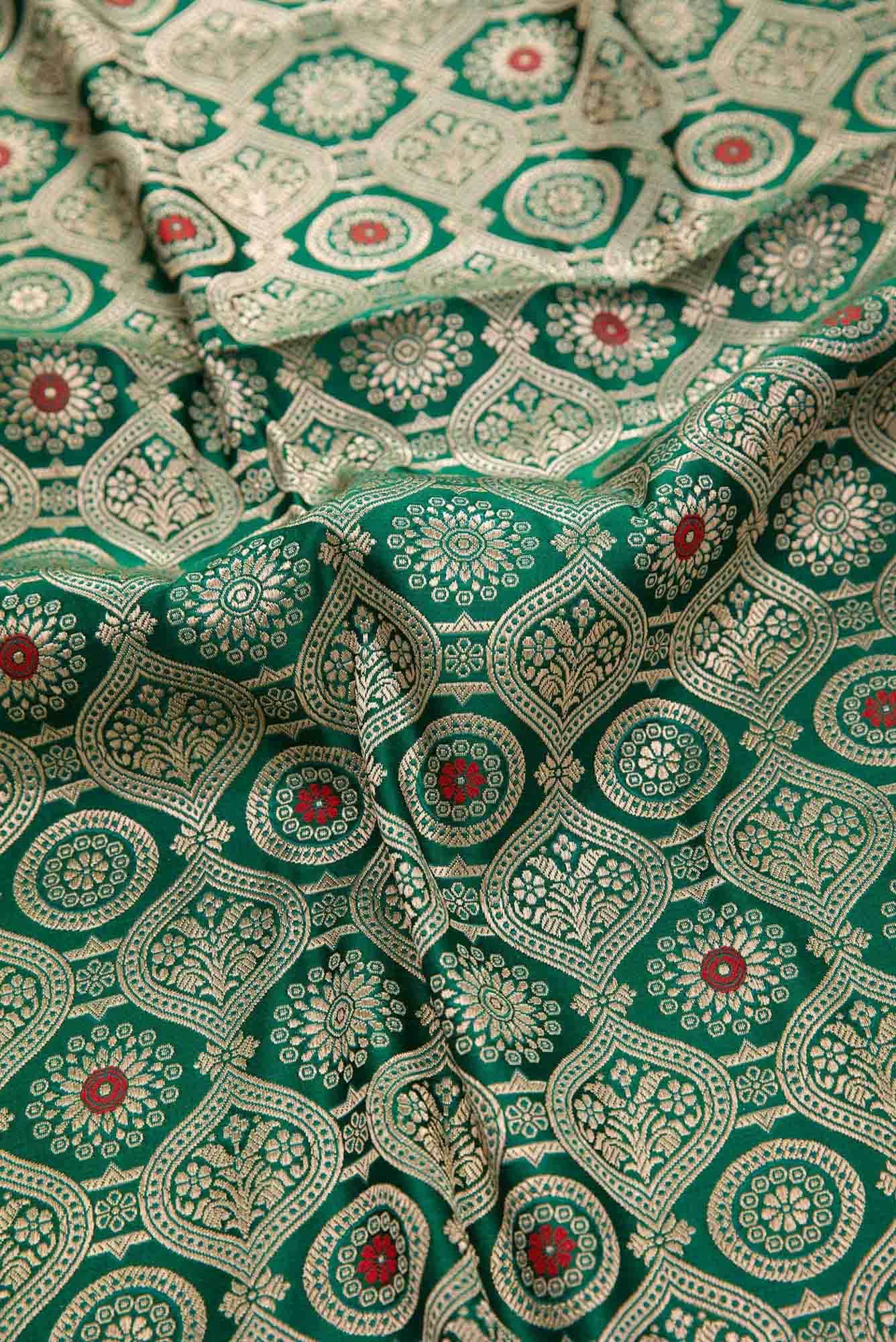 Green Banarasi Silk Dress Material