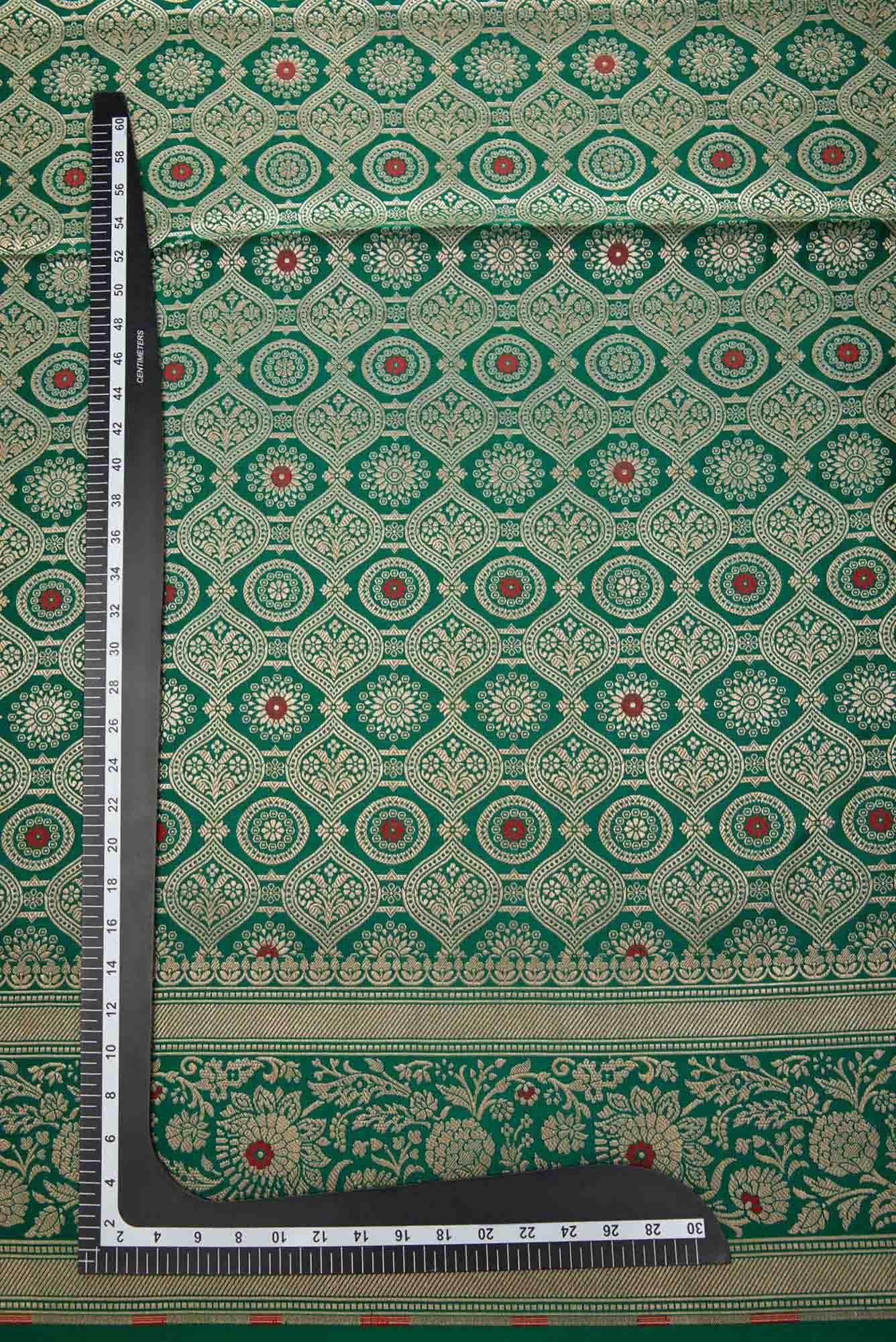 Green Banarasi Silk Dress Material