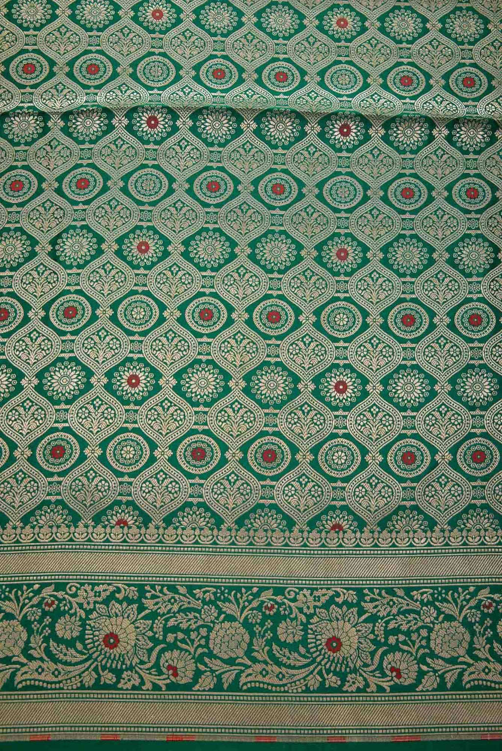 Green Banarasi Silk Dress Material