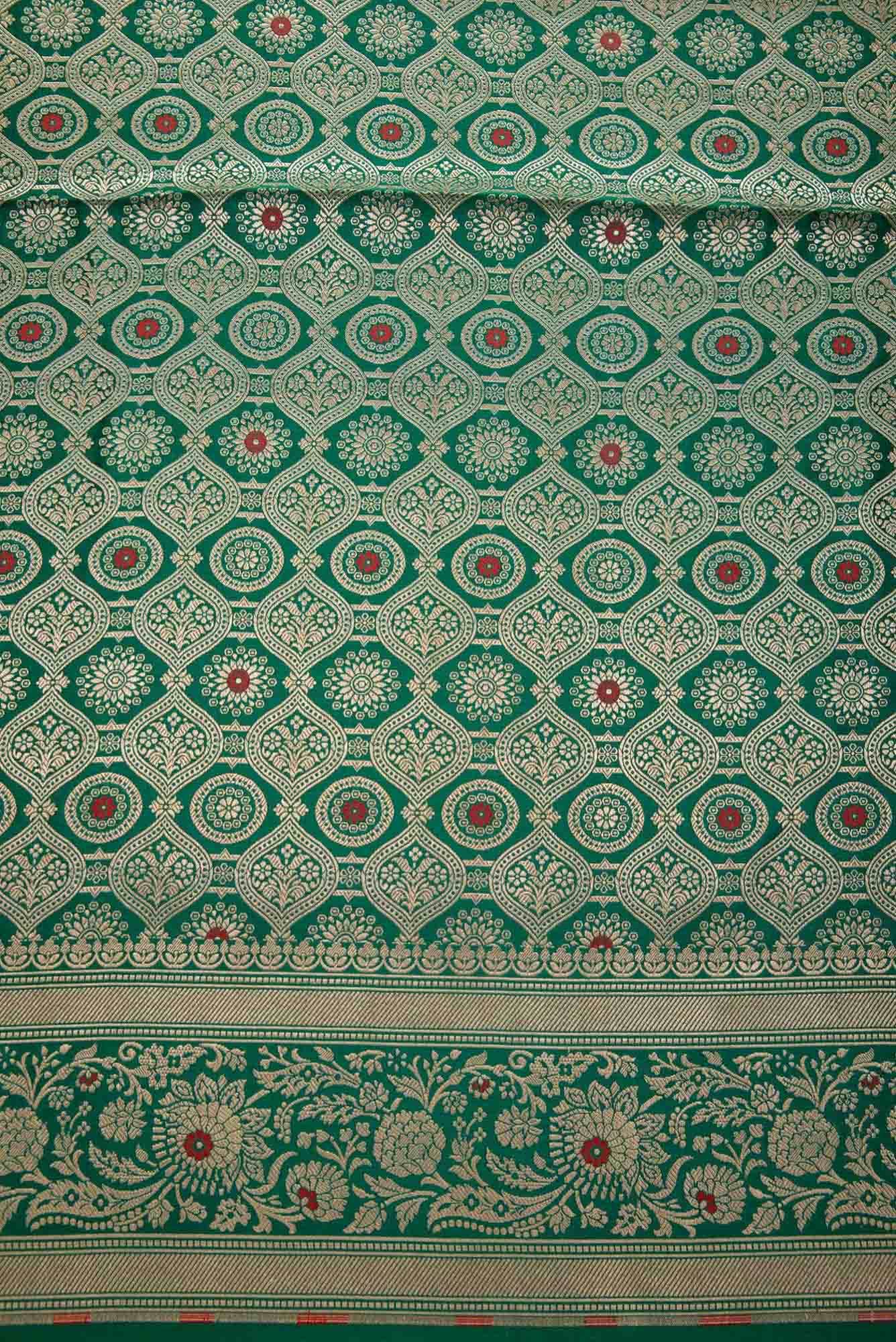 Green Banarasi Silk Dress Material